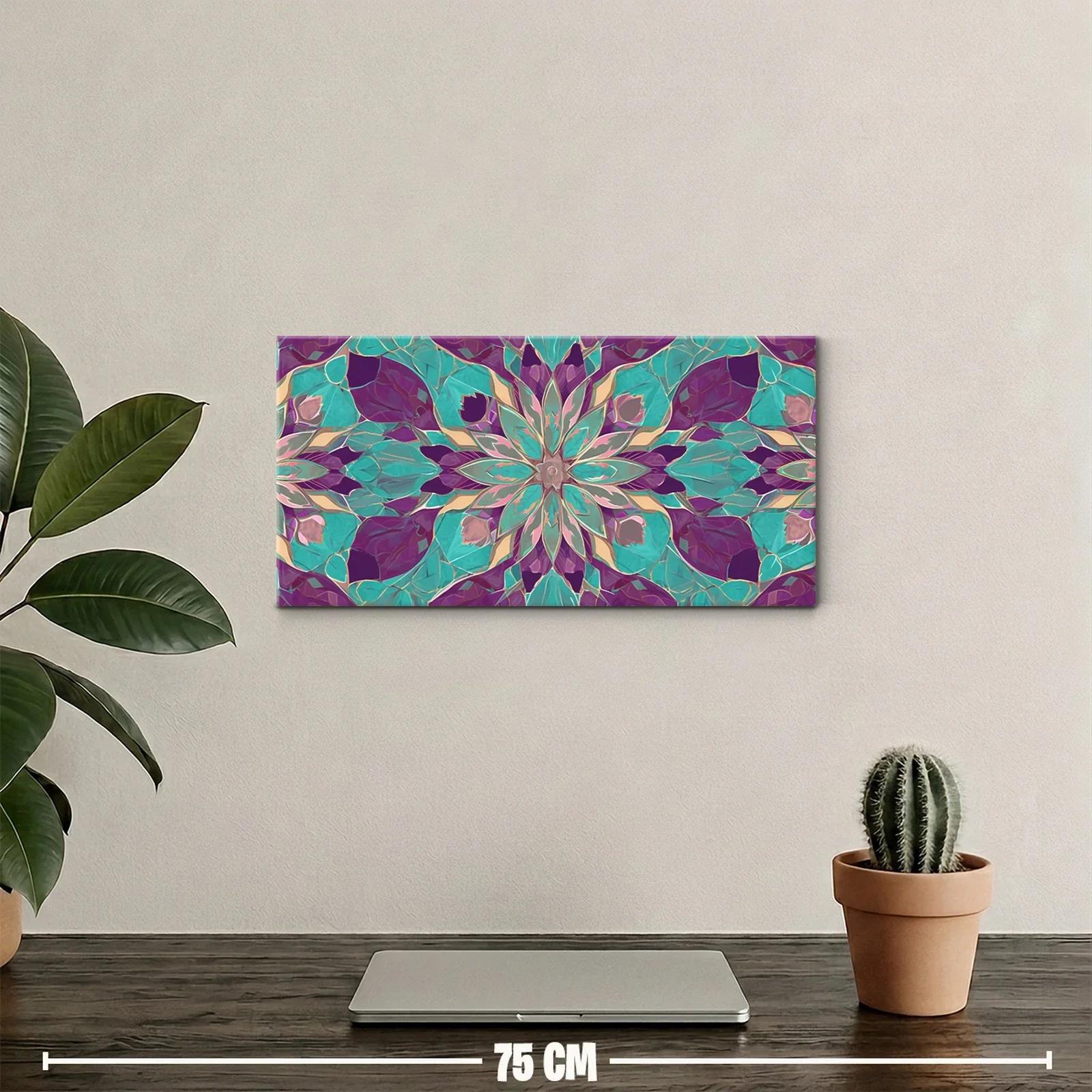 Cuadro mandala floral con mosaico geométrico — miniatura 2