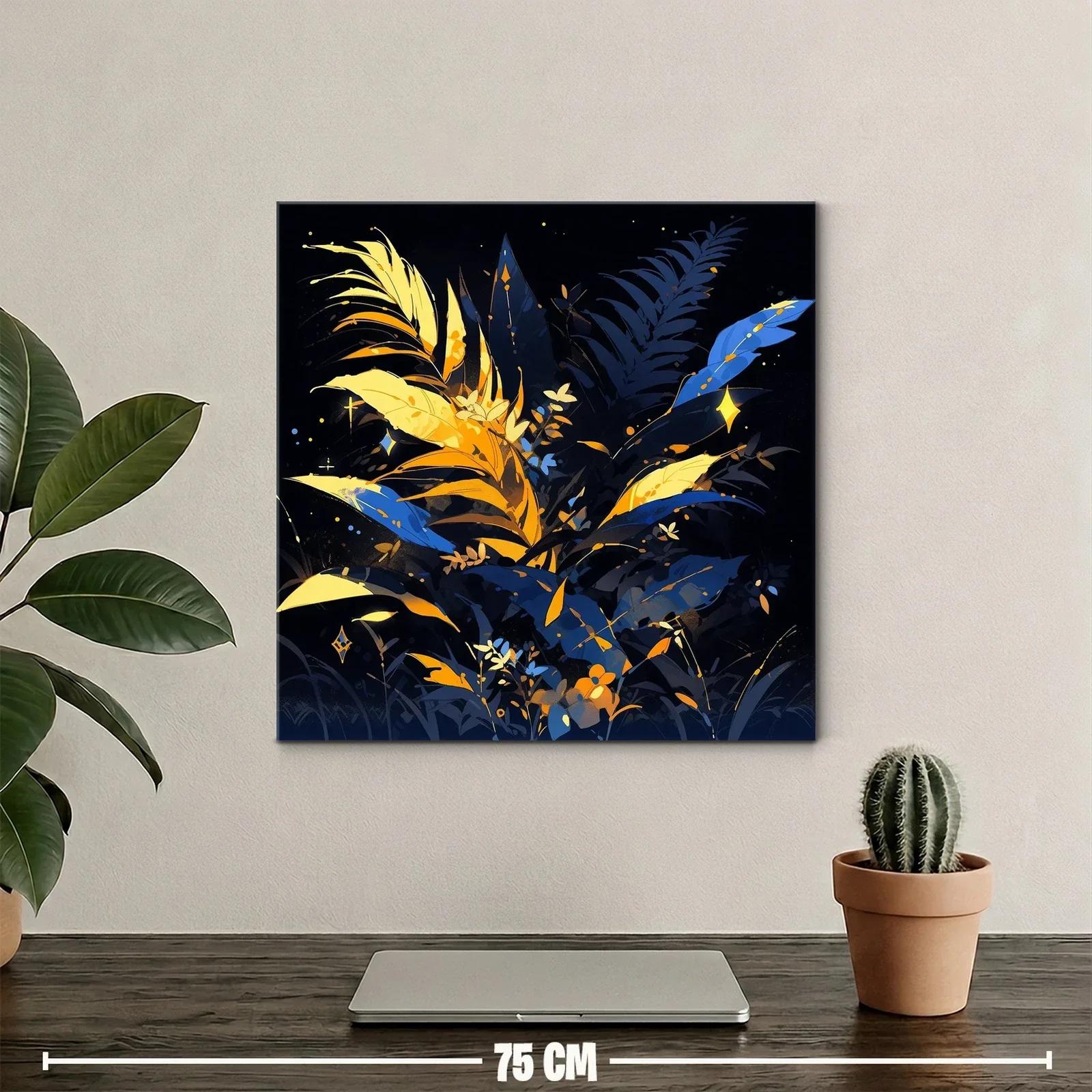 Ramillete luminoso de hojas en tonos azules y dorados — miniatura 2