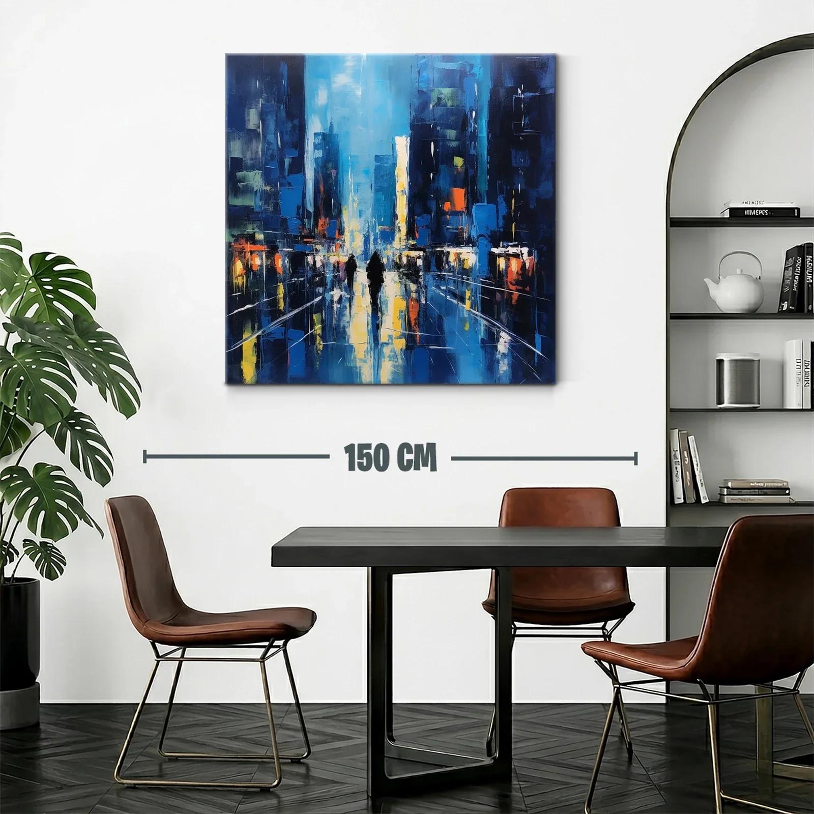 Paisaje urbano nocturno con reflejos vibrantes y figuras — miniatura 2