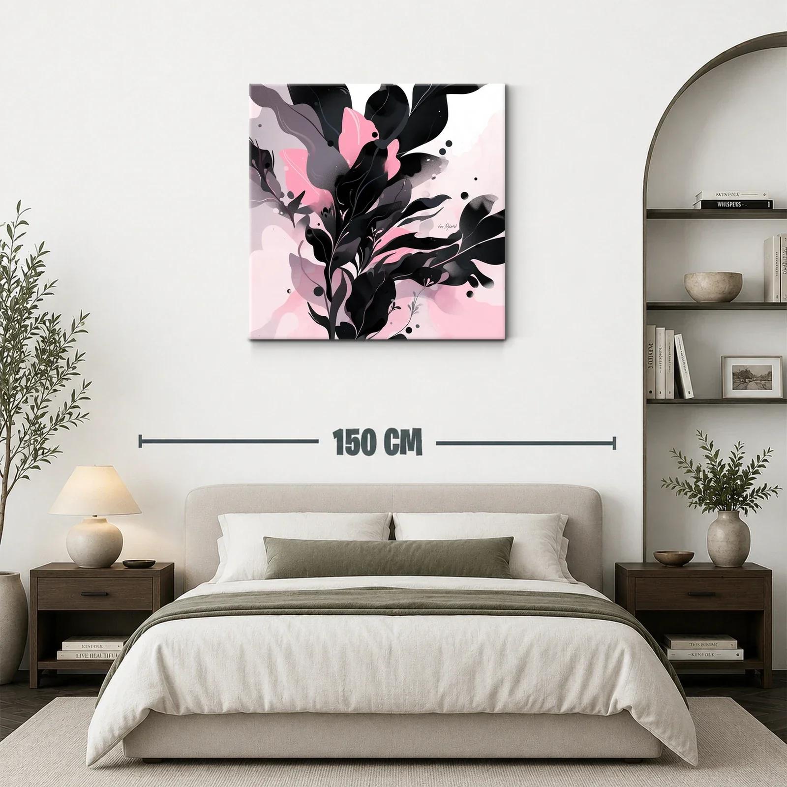 Composición abstracta de hojas en tonos rosas y negros — miniatura 3