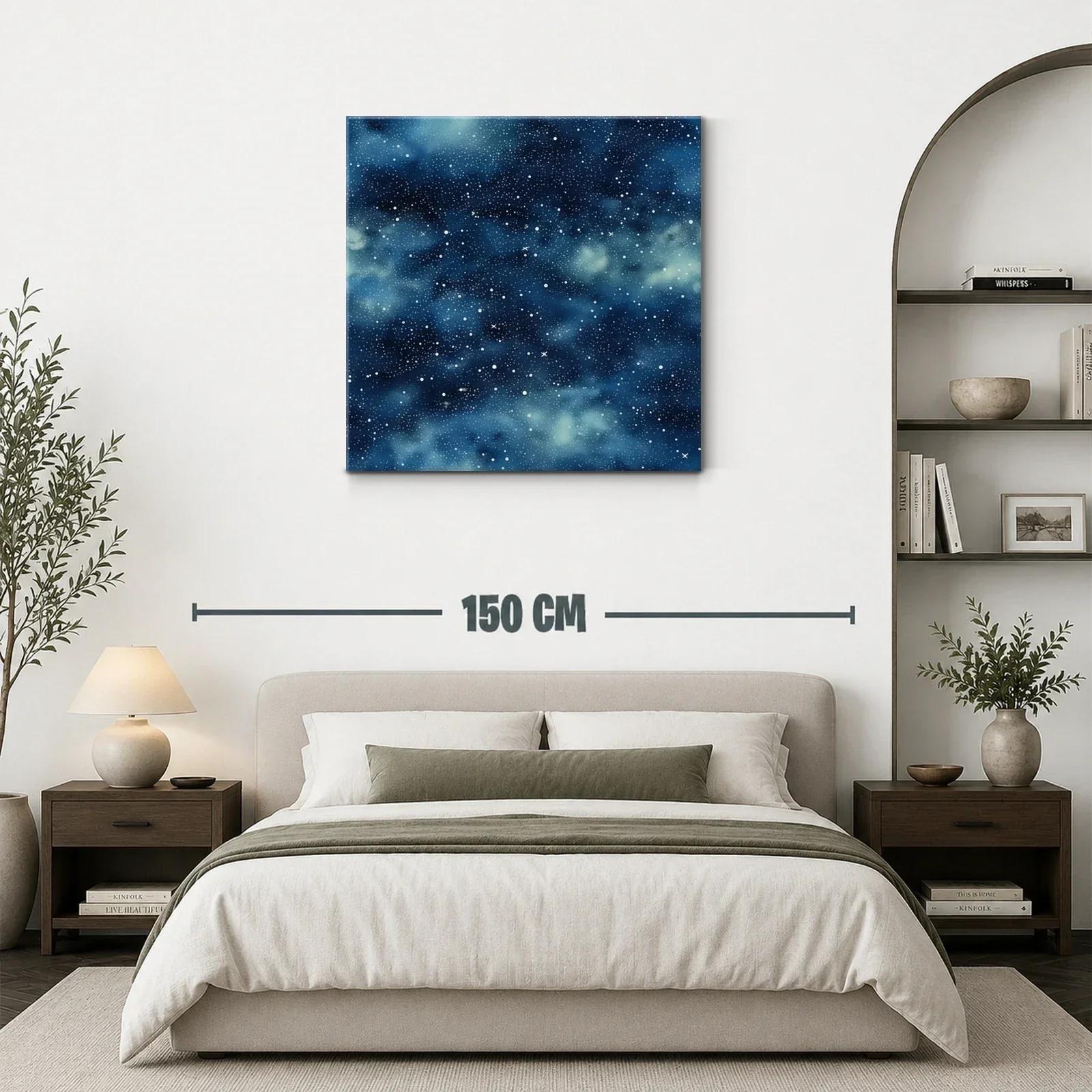 Cuadro abstracto con cielo estrellado en tonos azules — miniatura 3