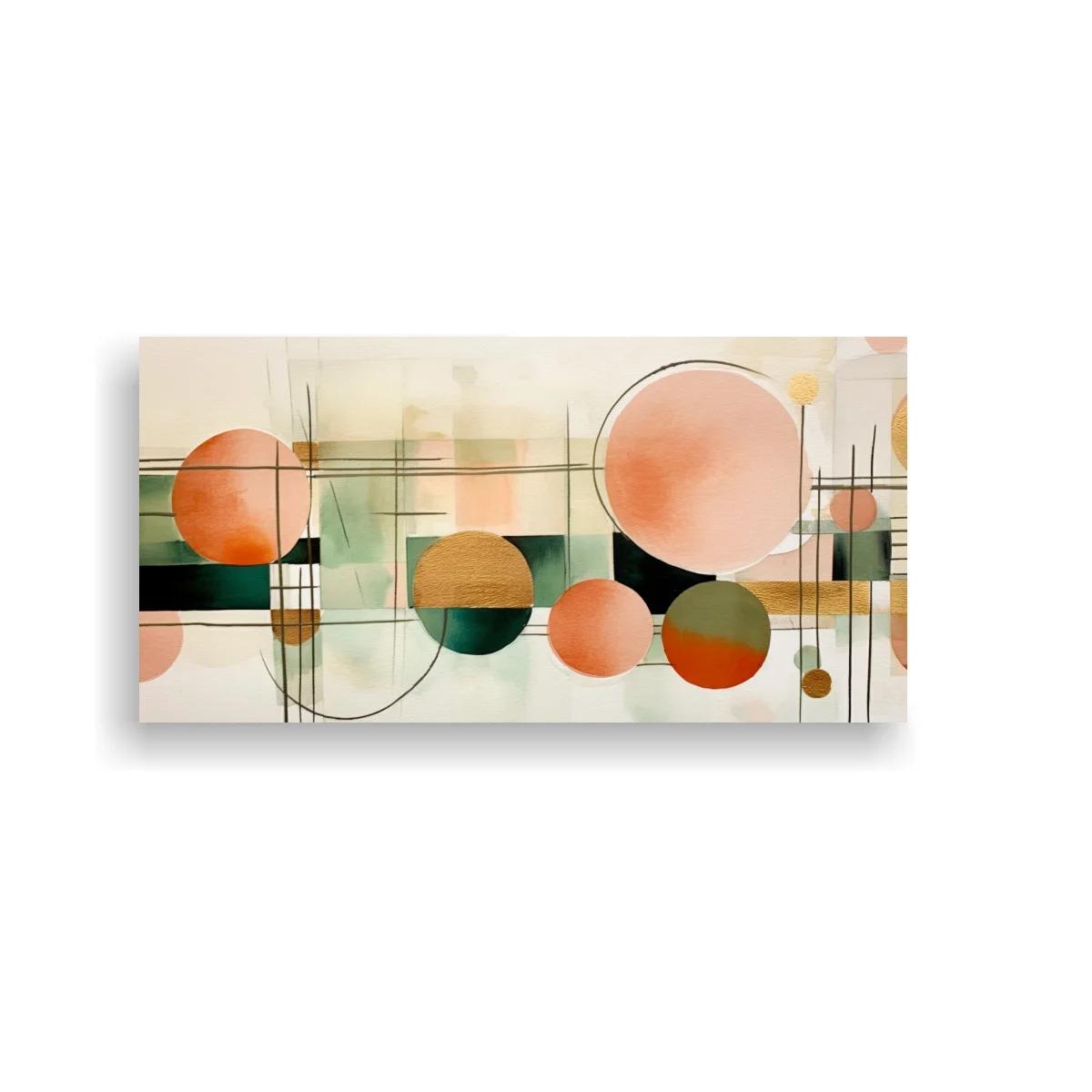 Cuadro composición geométrica con círculos y bloques rectangulares