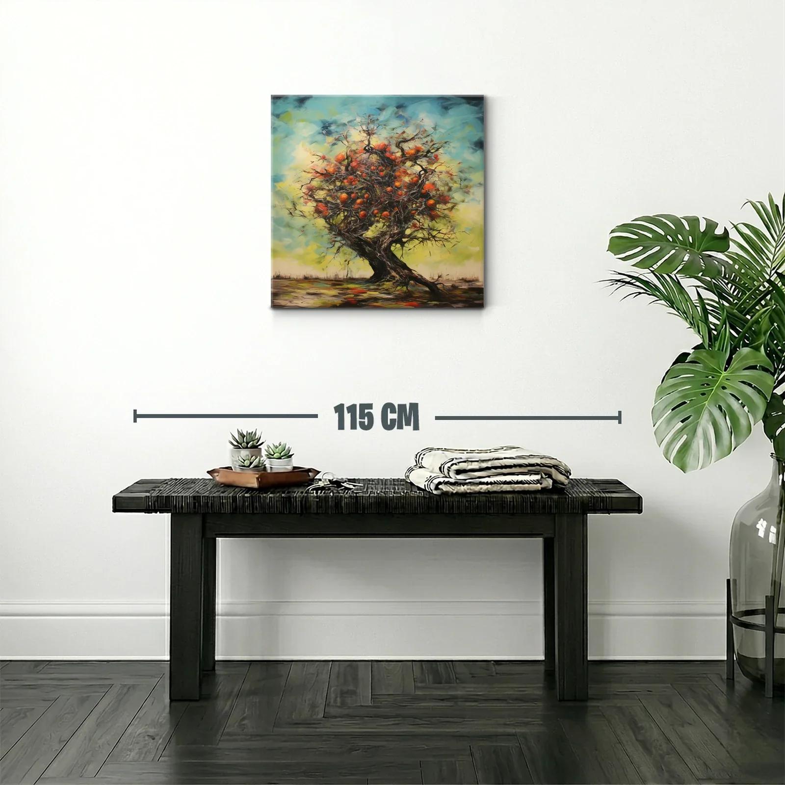 Árbol frutal con vibrantes tonos de naranja y azul — miniatura 2
