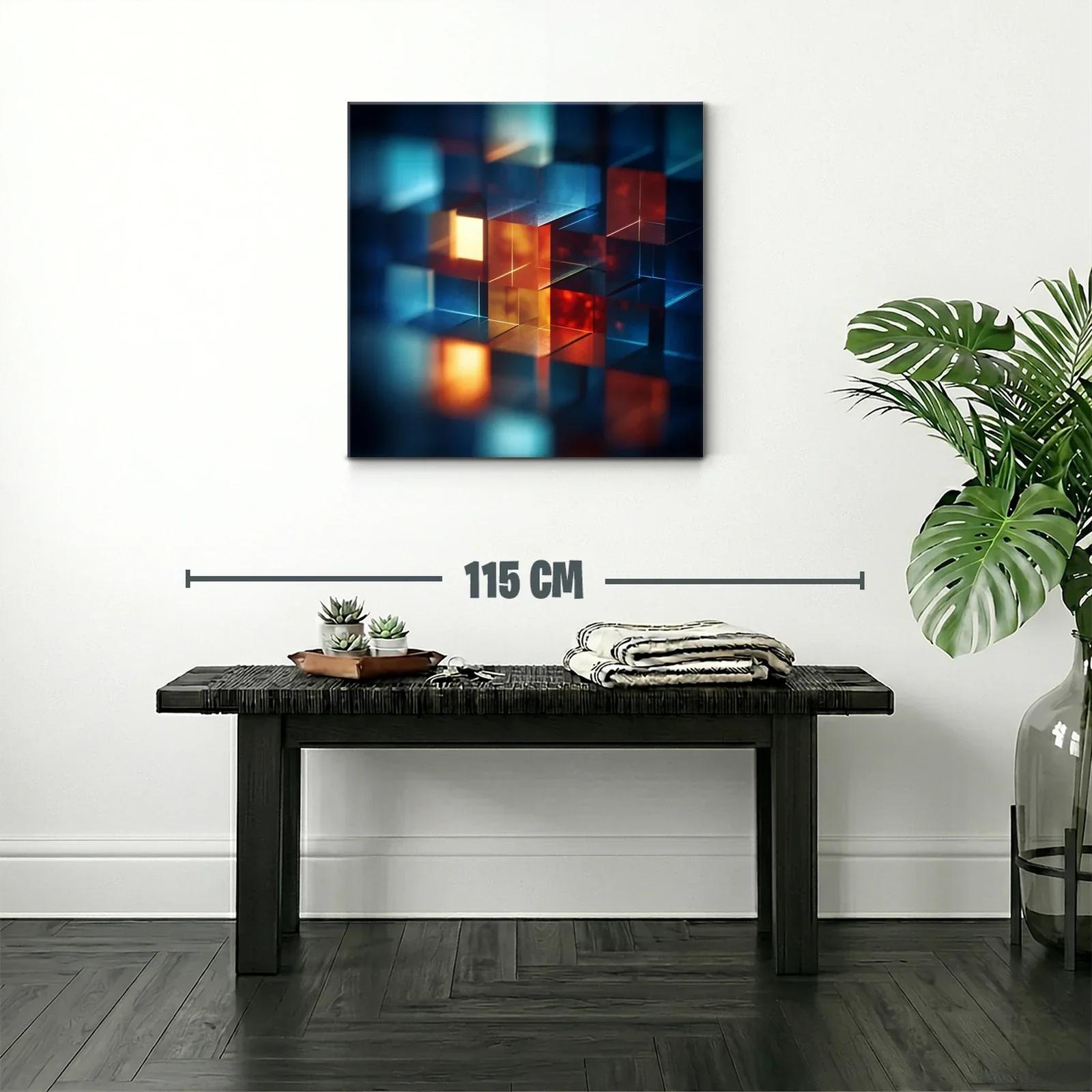 Composición abstracta de cubos iluminados en tonos cálidos y fríos — miniatura 2