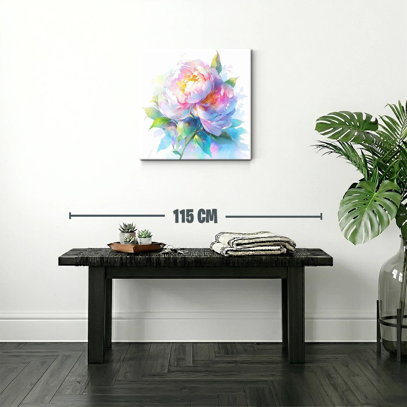 Cuadro floral con peonías en tonos suaves y vibrantes — miniatura 2