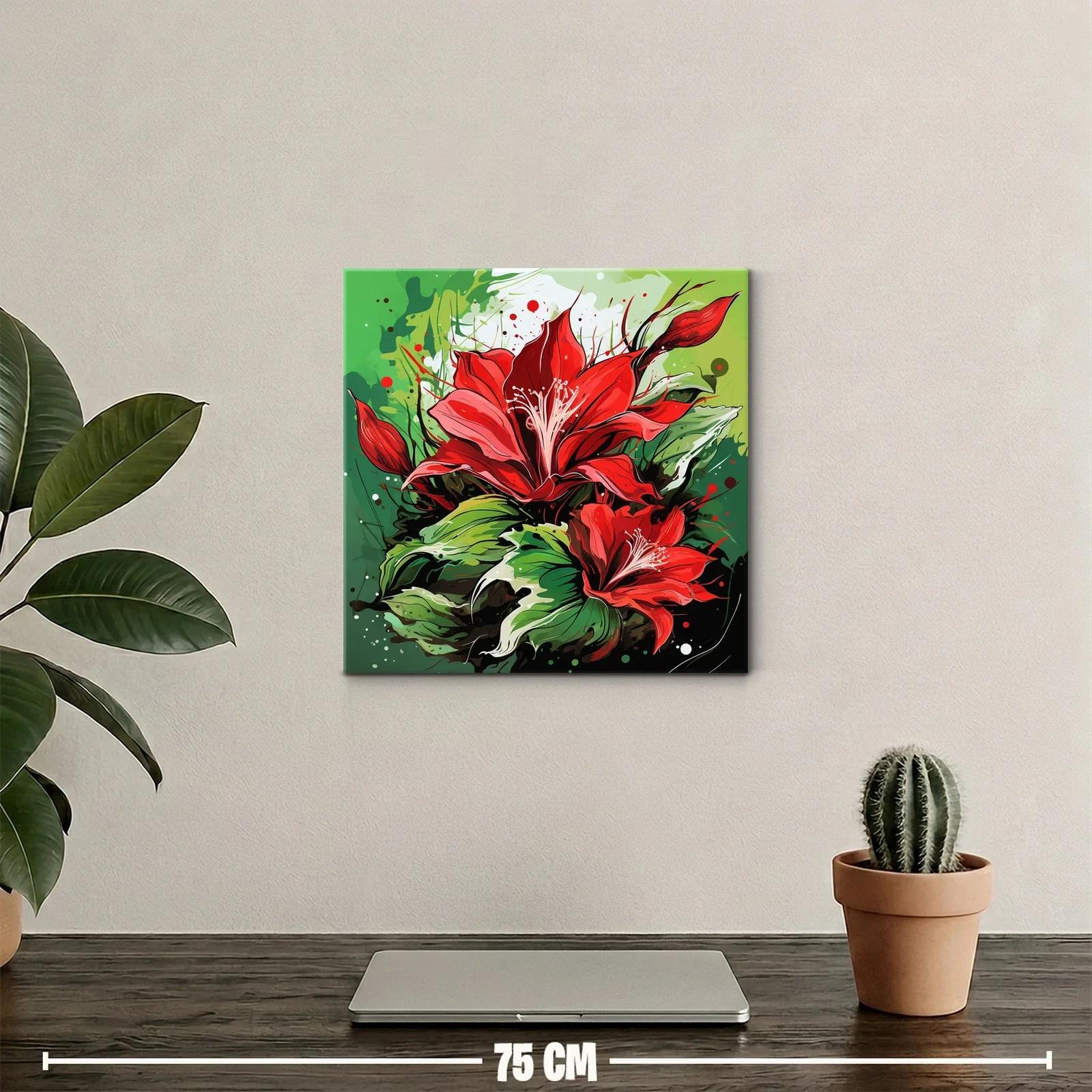 Flor roja vibrante con hojas verdes en contraste — miniatura 2