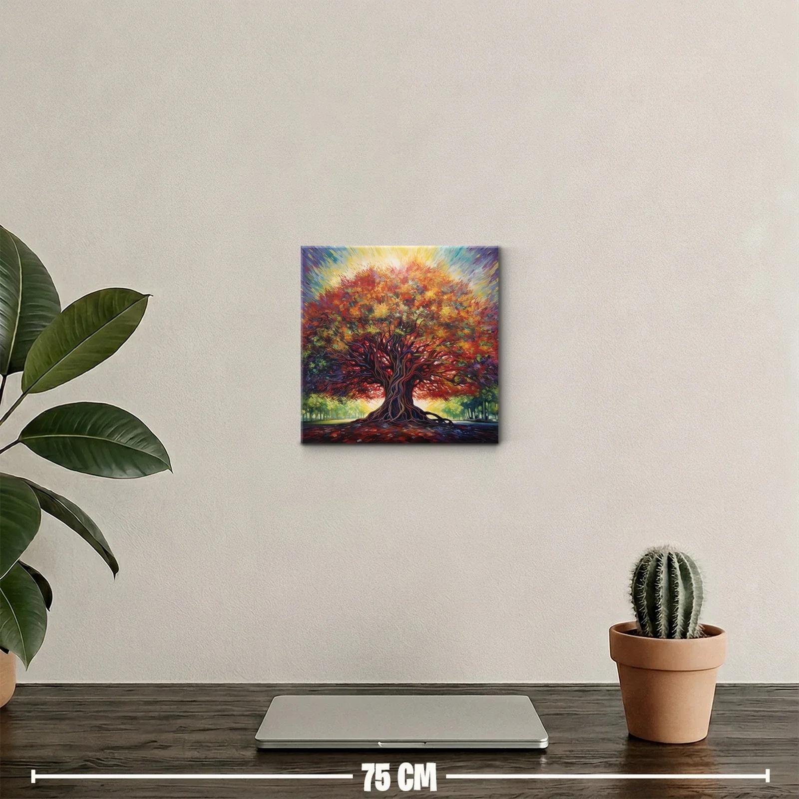 Árbol vibrante con follaje en llamas y luz radiante — miniatura 2
