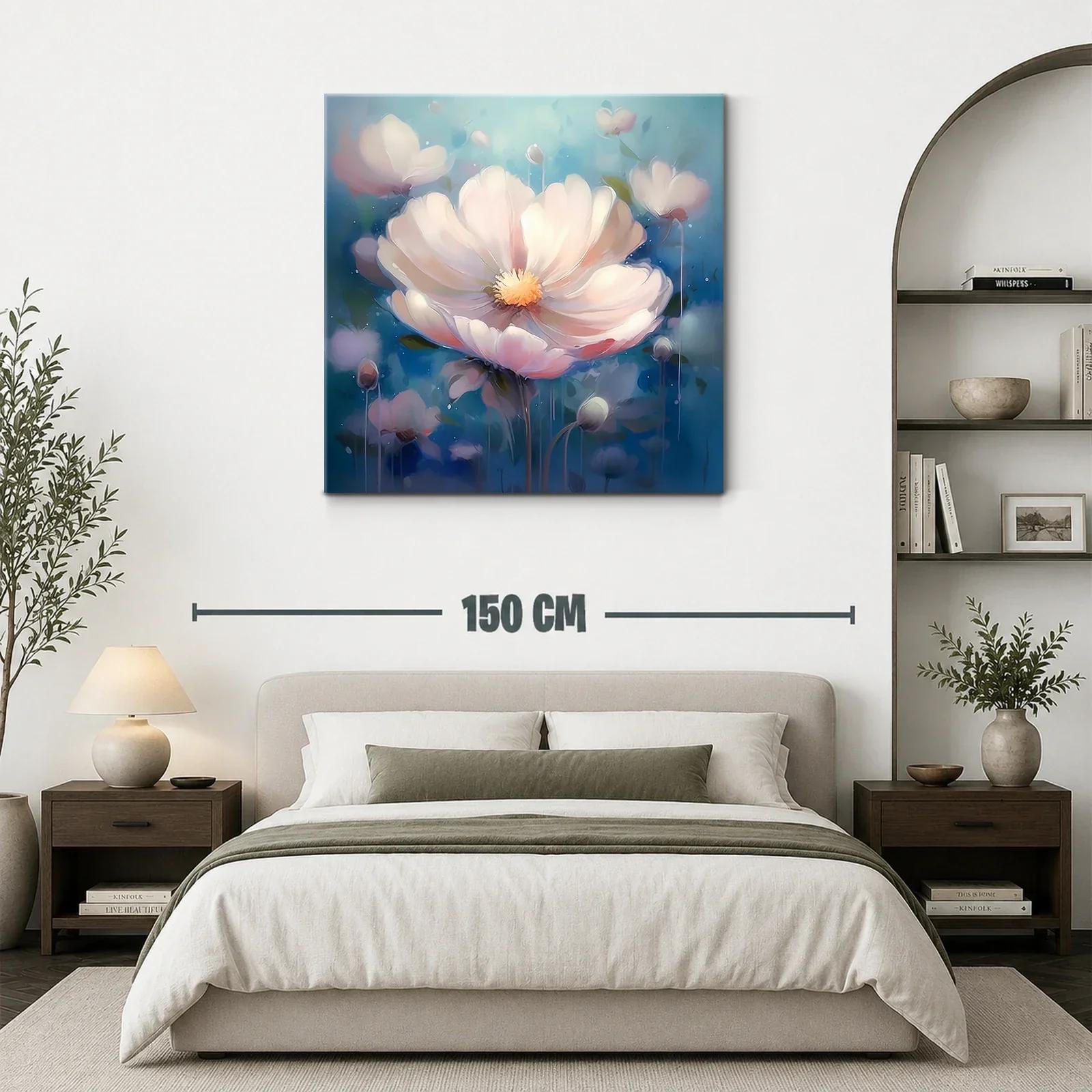 Cuadro floral etéreo con tonos suaves y azules — miniatura 3