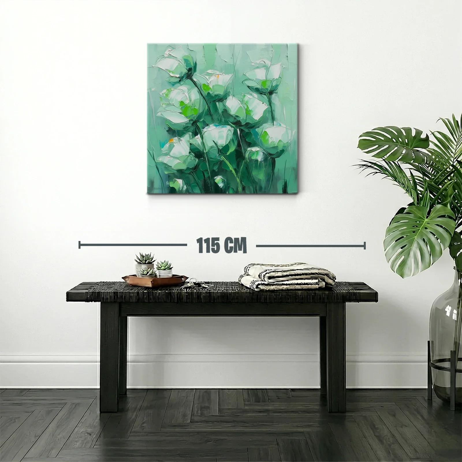 Cuadro floral con tonos verdes y blancos suaves — miniatura 2