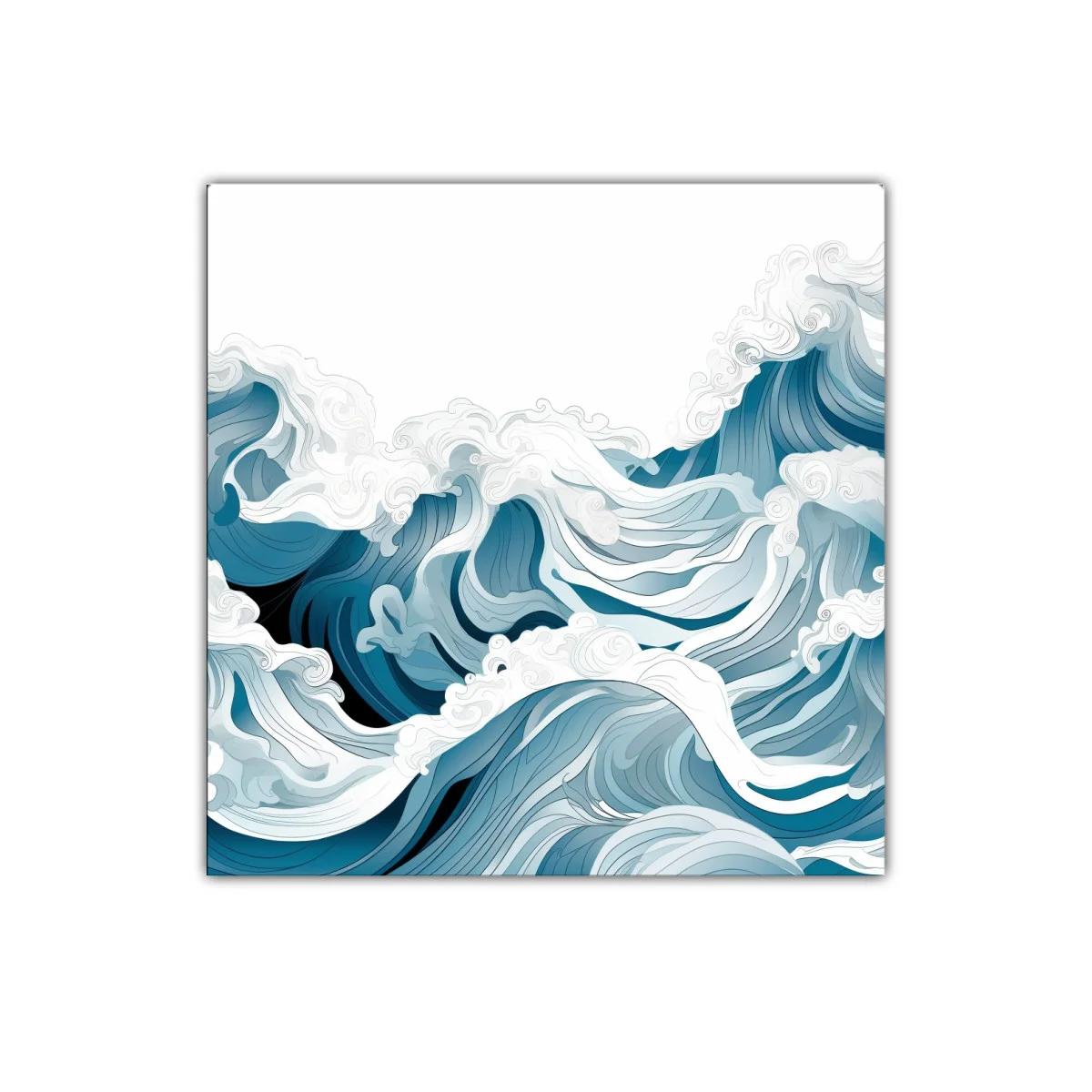 Movimiento fluido de olas en paleta azul y blanco