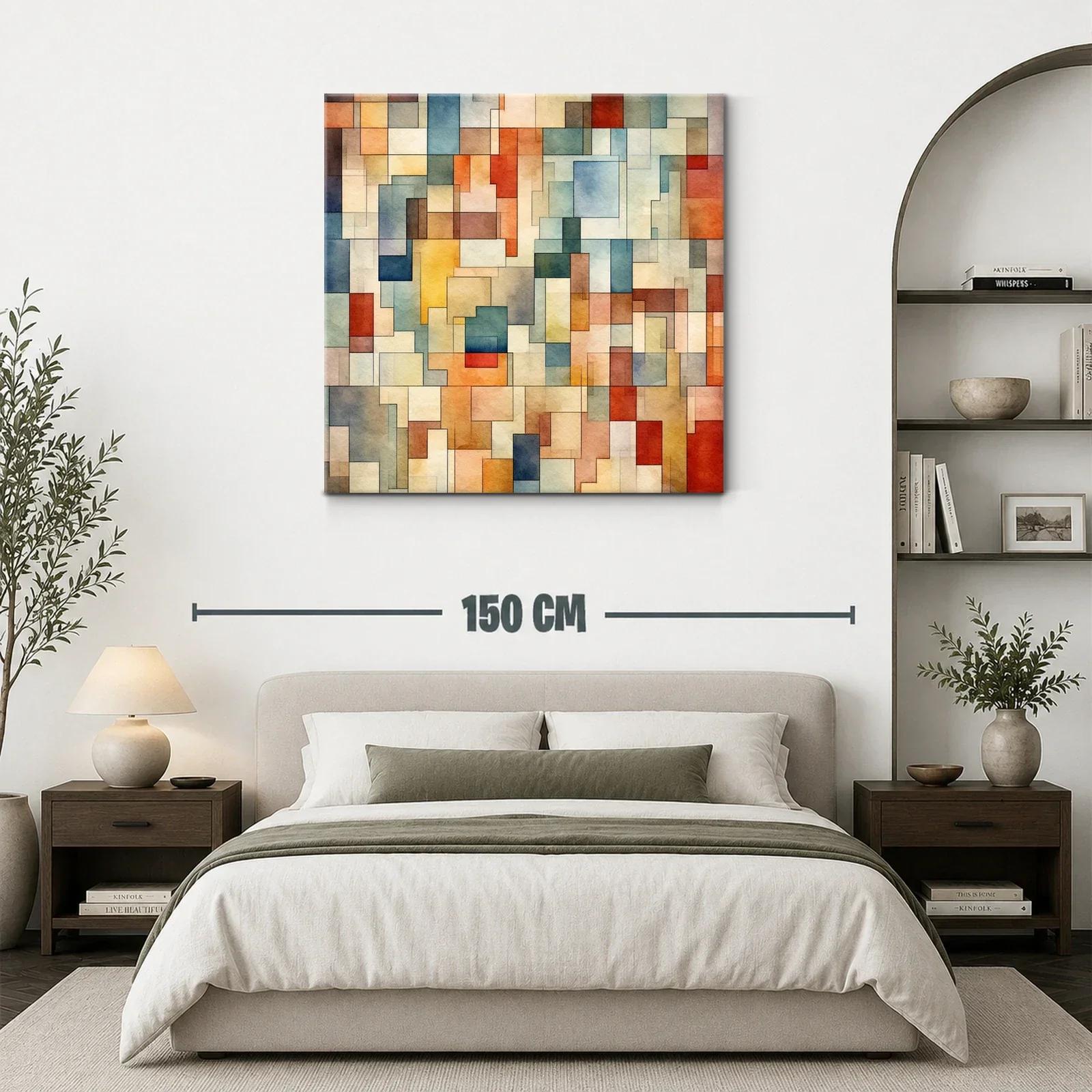Composición abstracta con bloques en tonos cálidos y fríos — miniatura 3