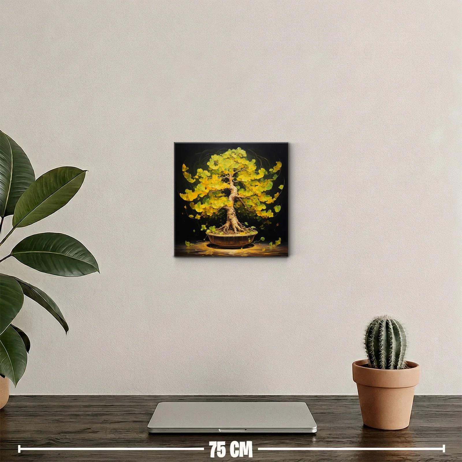 Armonía natural en árbol bonsái de hojas amarillas vibrantes — miniatura 2