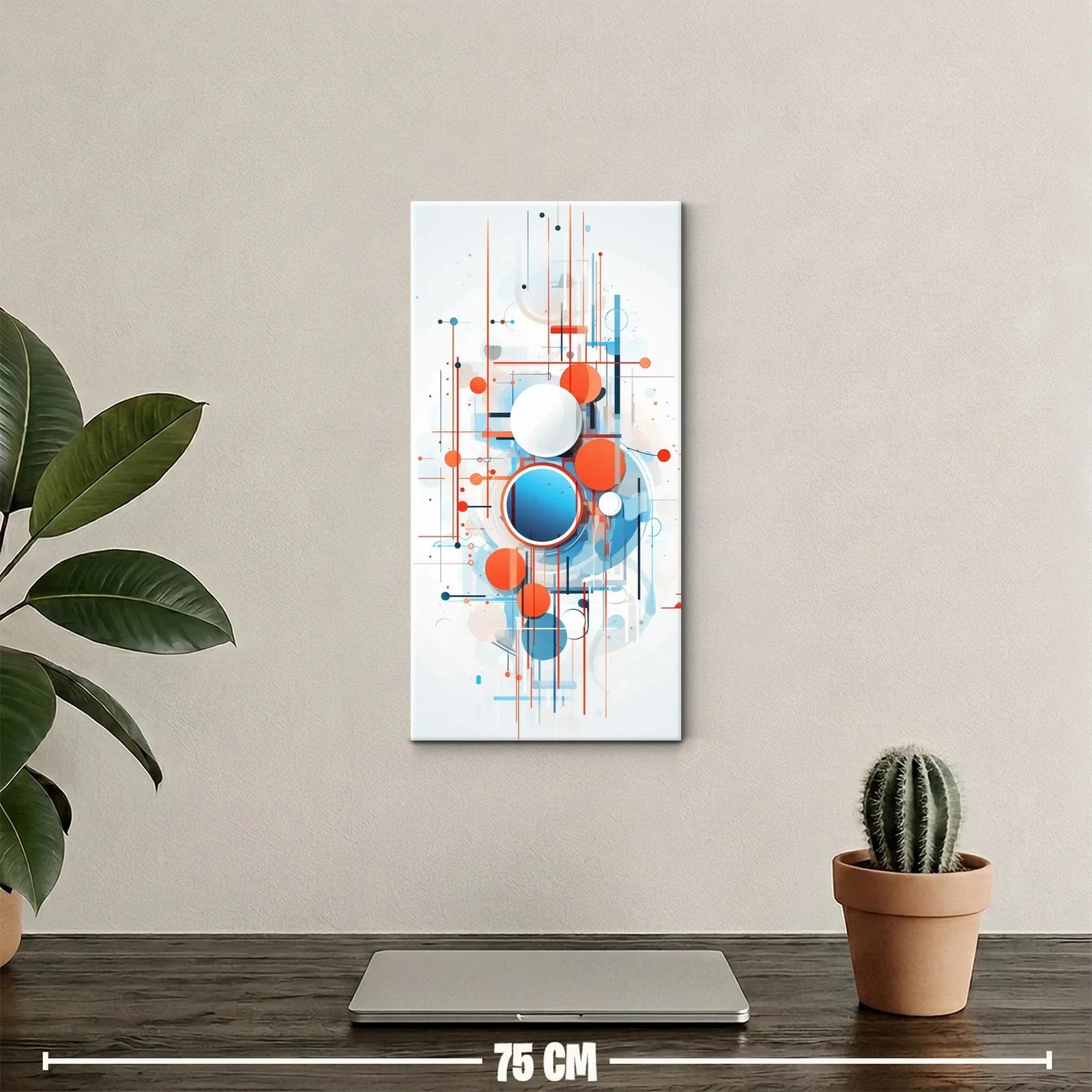 Cuadro abstracto de círculos superpuestos con trazos rectos — miniatura 2