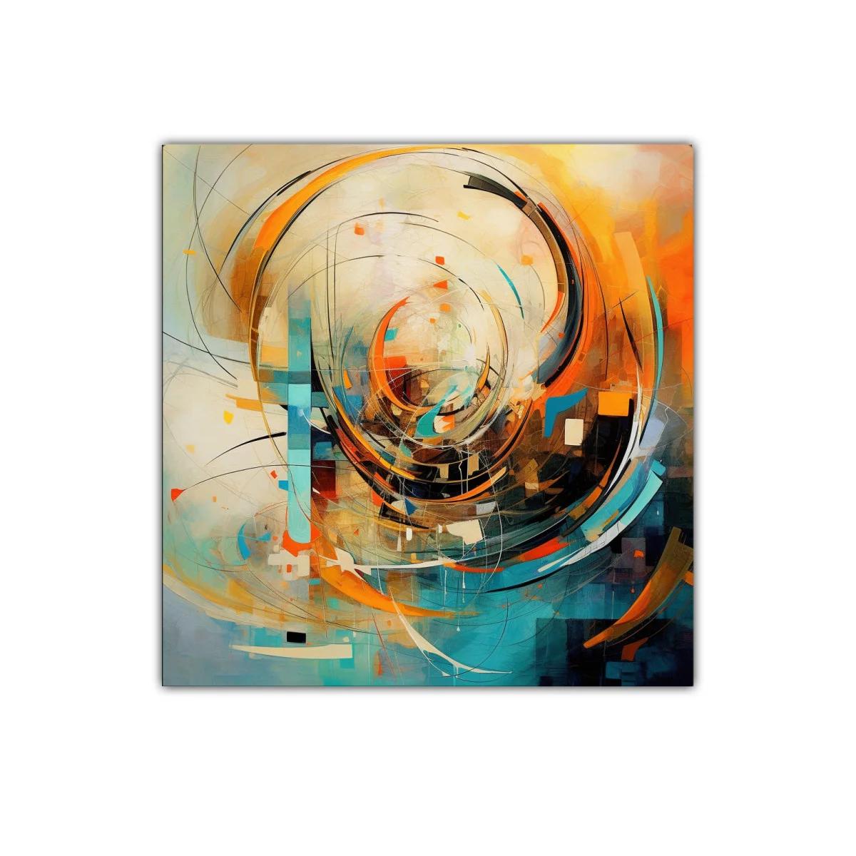 Composición abstracta con tonos cálidos y azules vibrantes — imagen principal