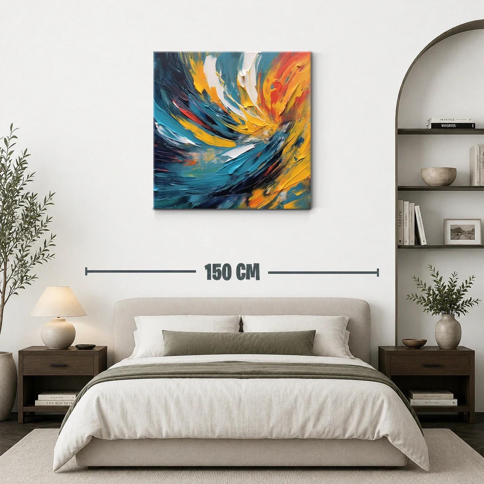 Cuadro abstracto con energéticos toques amarillos y azules — miniatura 3