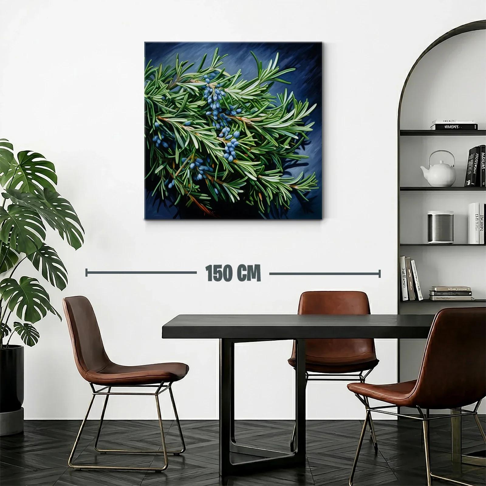 Ramas de plantas verdes con frutos azules en contraste oscuro — miniatura 2