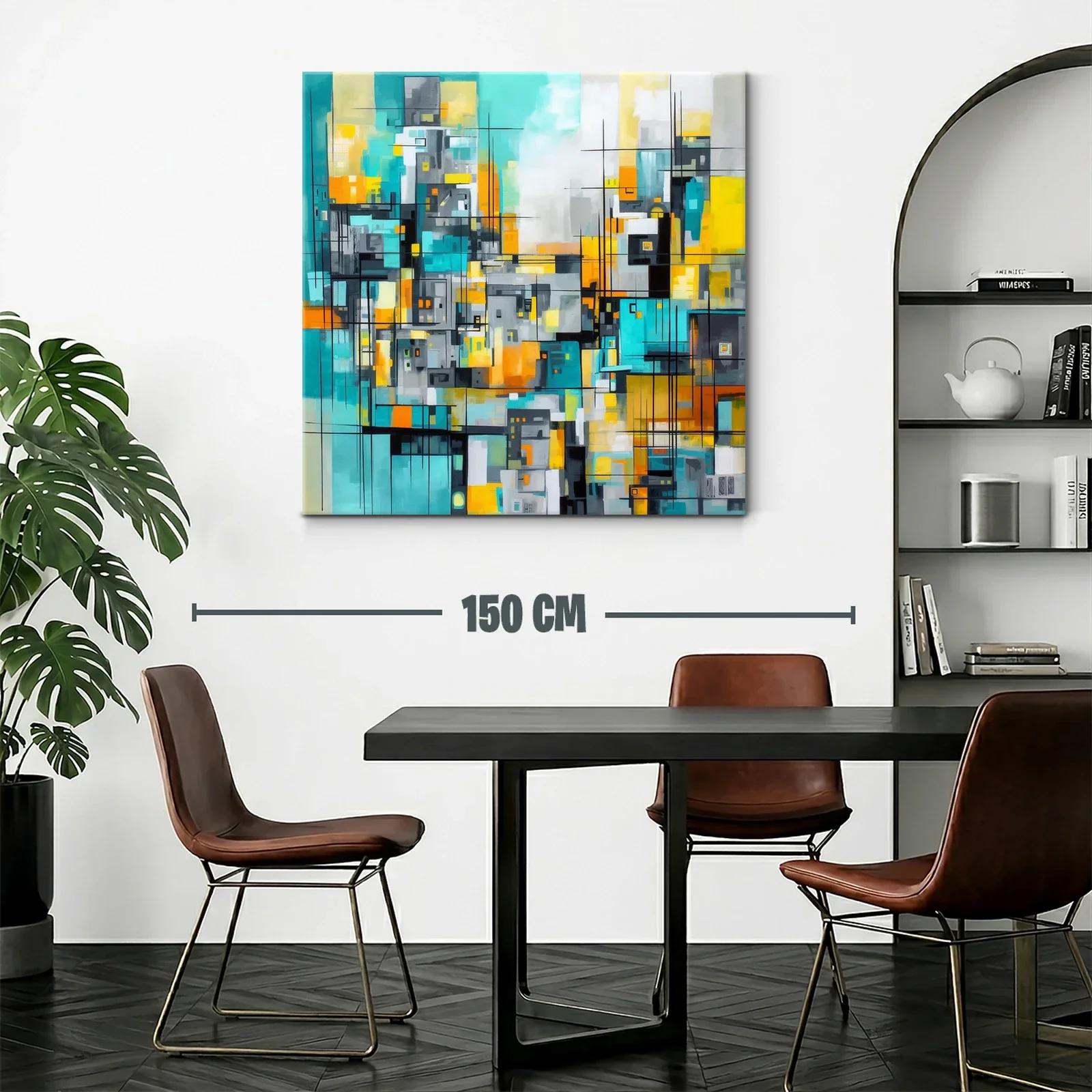 Composición abstracta con tonos vibrantes y líneas geométricas — miniatura 2