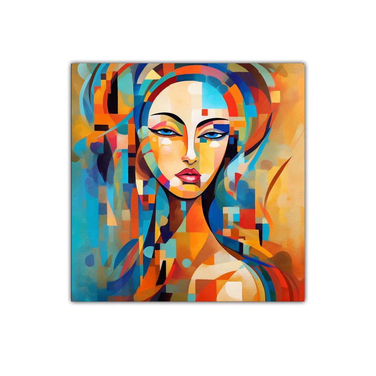 Retrato femenino en estilo abstracto y colores vibrantes