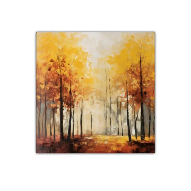 Cuadro decorativo con paisaje otoñal en tonos cálidos