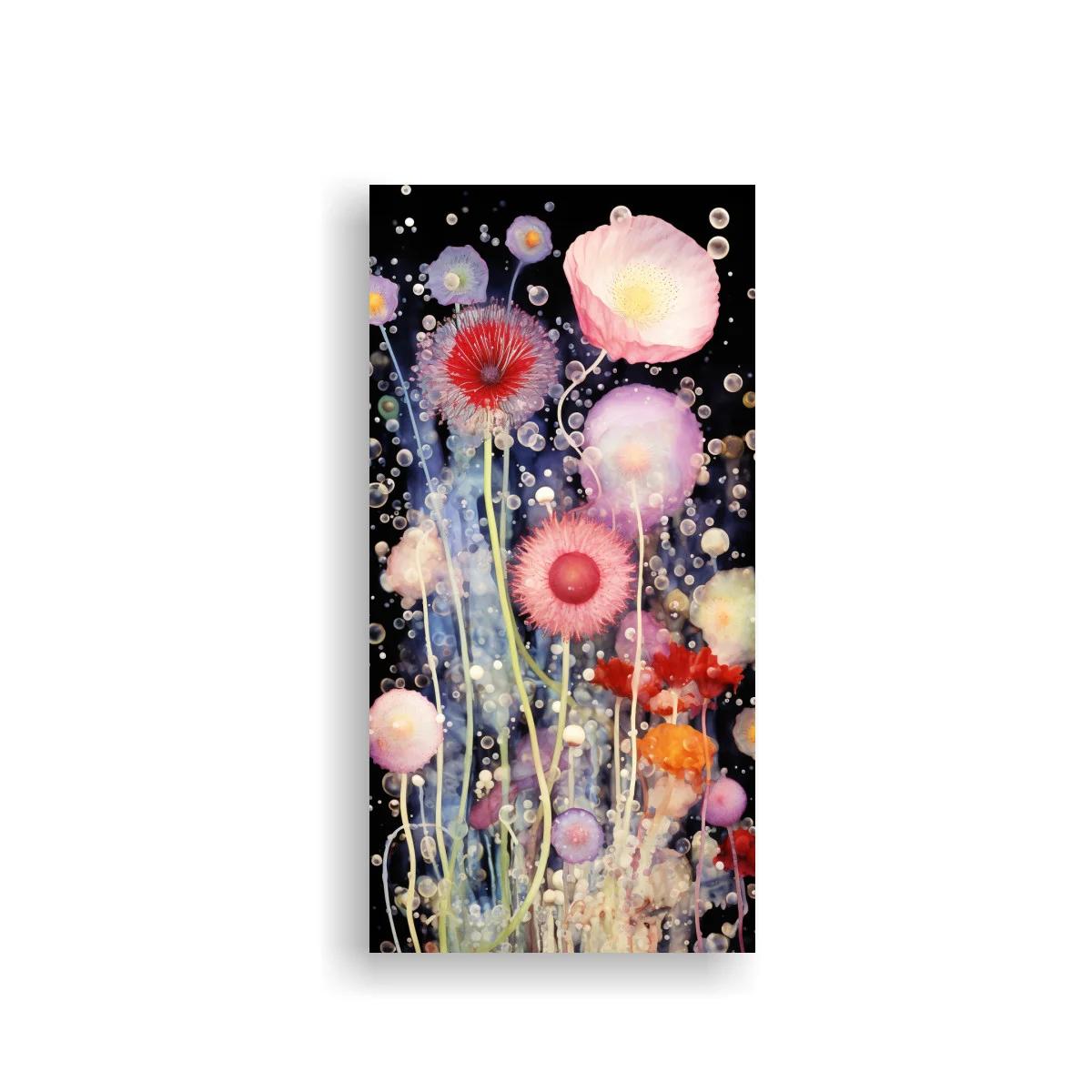 Cuadro amapolas luminosas con círculos brillantes