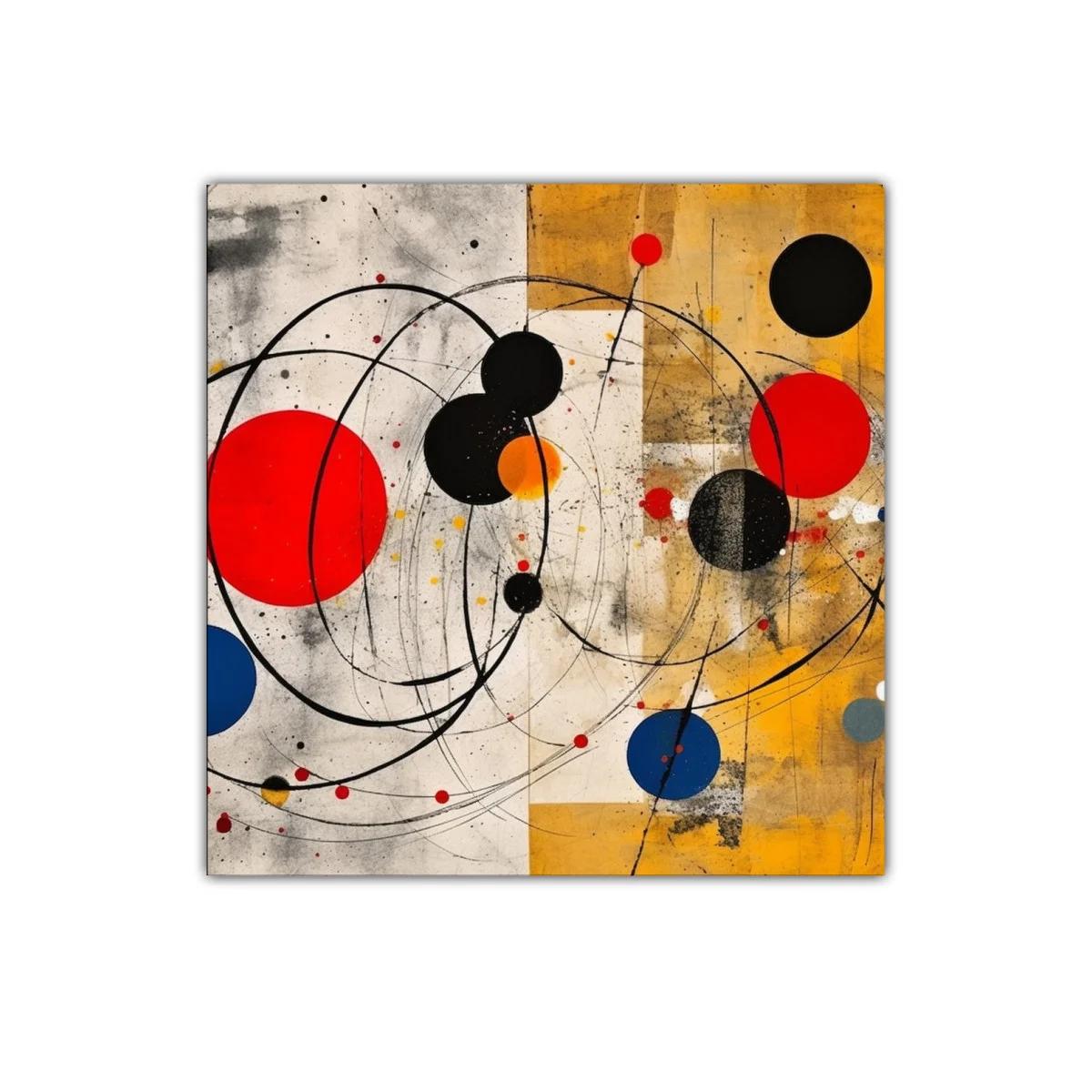 Cuadro decorativo abstracto con círculos y líneas dinámicas — imagen principal