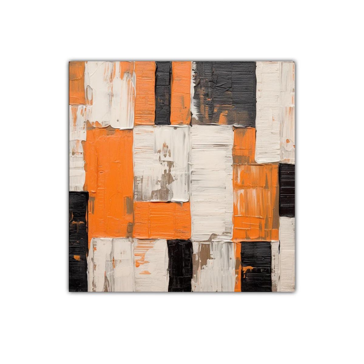 Cuadro abstracto en tonos naranja blanco y negro — imagen principal