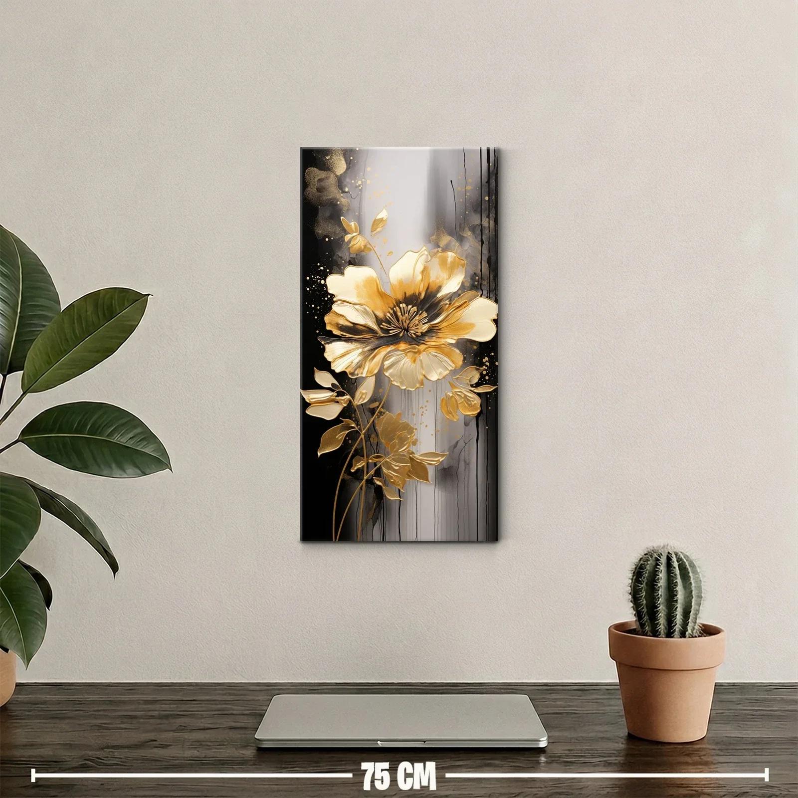 Cuadro flor dorada con fondo oscuro — miniatura 2