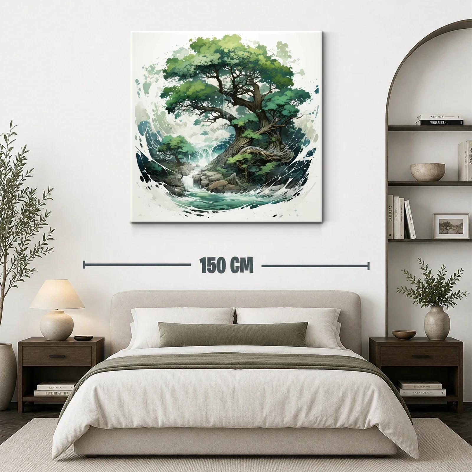 Árbol Majestuoso con Cascada en Escena Natural — miniatura 3