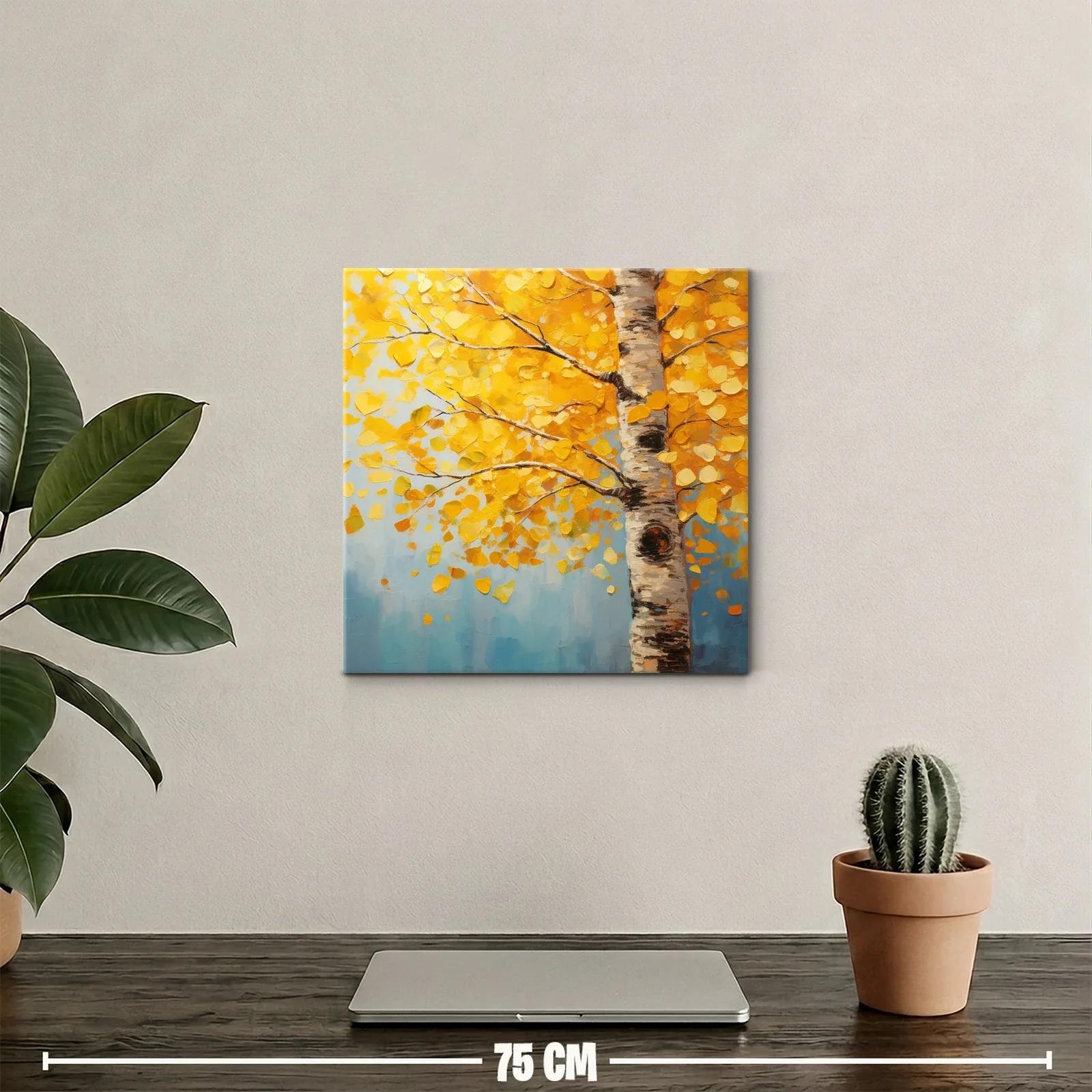 Cuadro árbol con hojas amarillas en otoño vibrante — miniatura 2