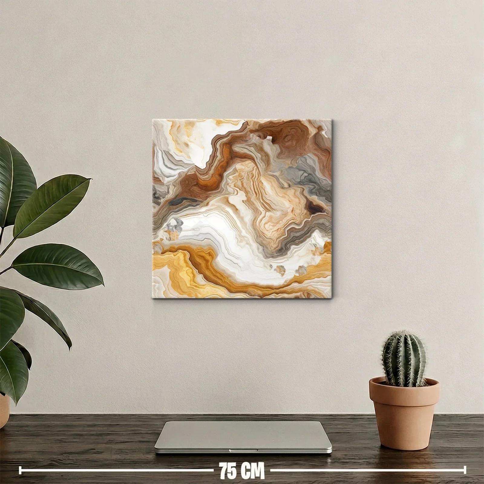 Atractivo cuadro abstracto en tonos tierra y cremas — miniatura 2