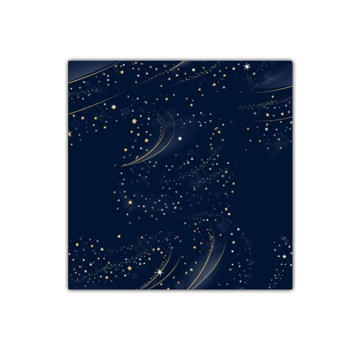 Cuadro galaxia estrellada con tonos azul y dorado — miniatura 1