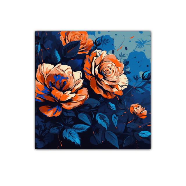 Cuadro decorativo con flores vibrantes y contrastes intensos