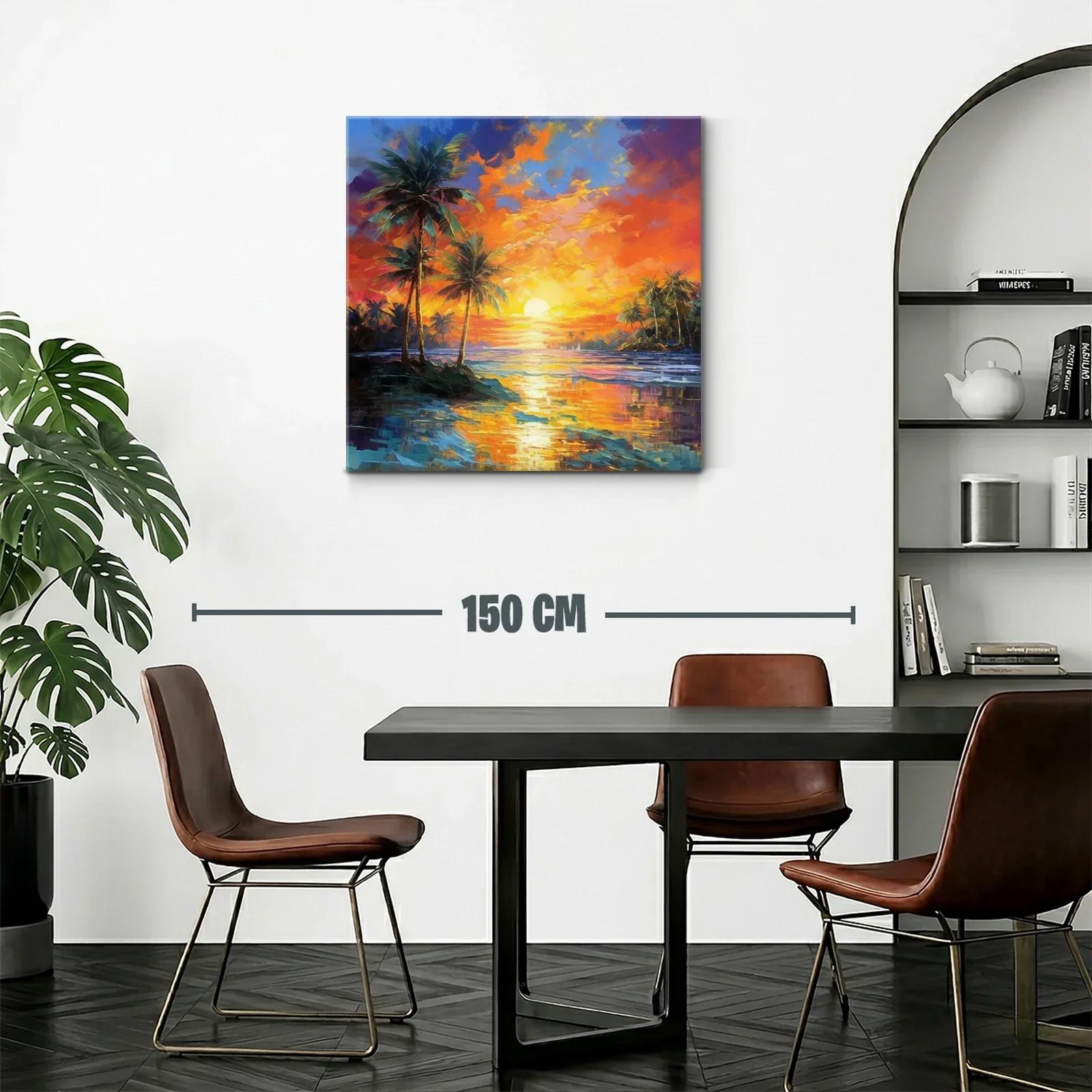 Atardecer tropical con palmeras y reflejos vibrantes — miniatura 2