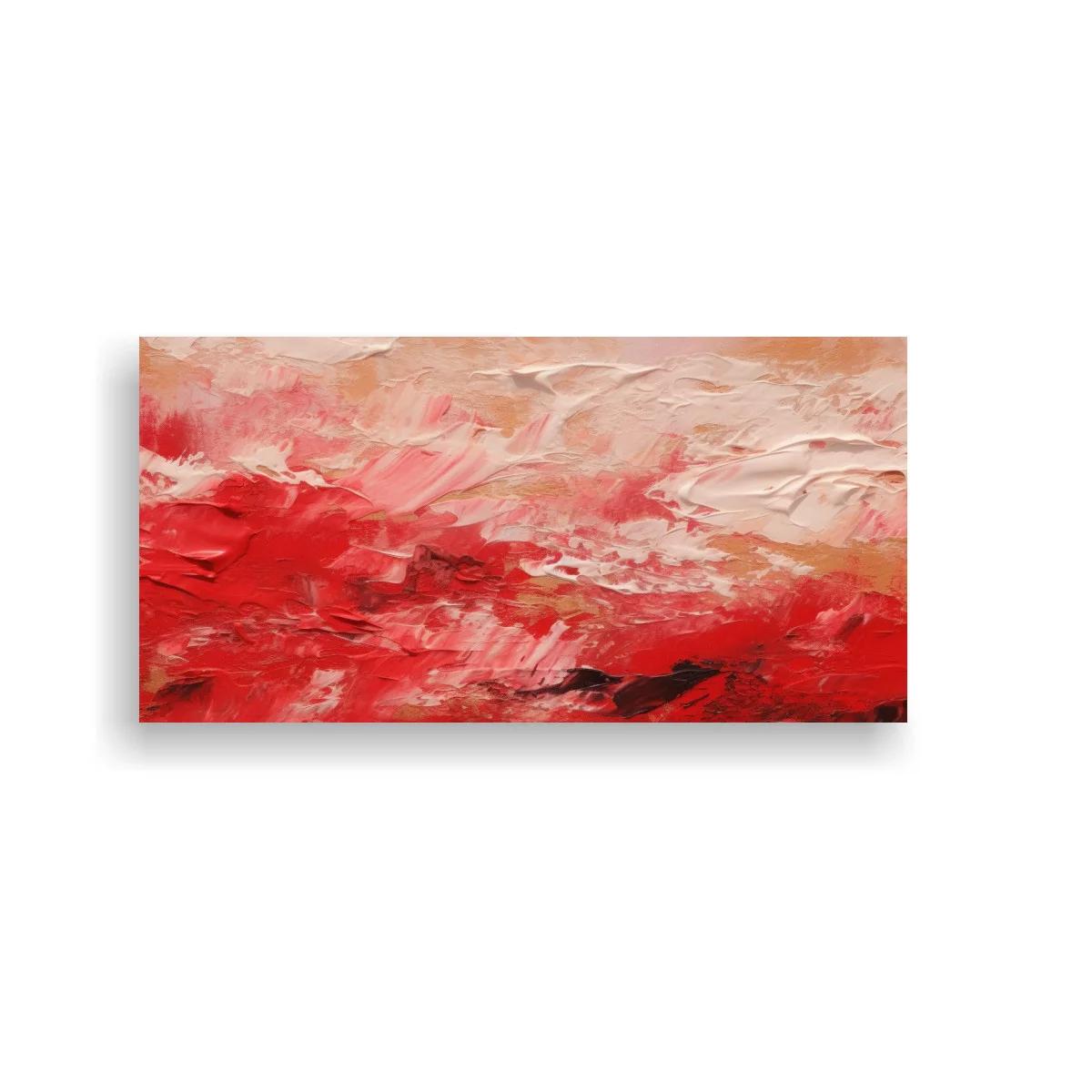 Cuadro paisaje abstracto rojo con manchas oscuras