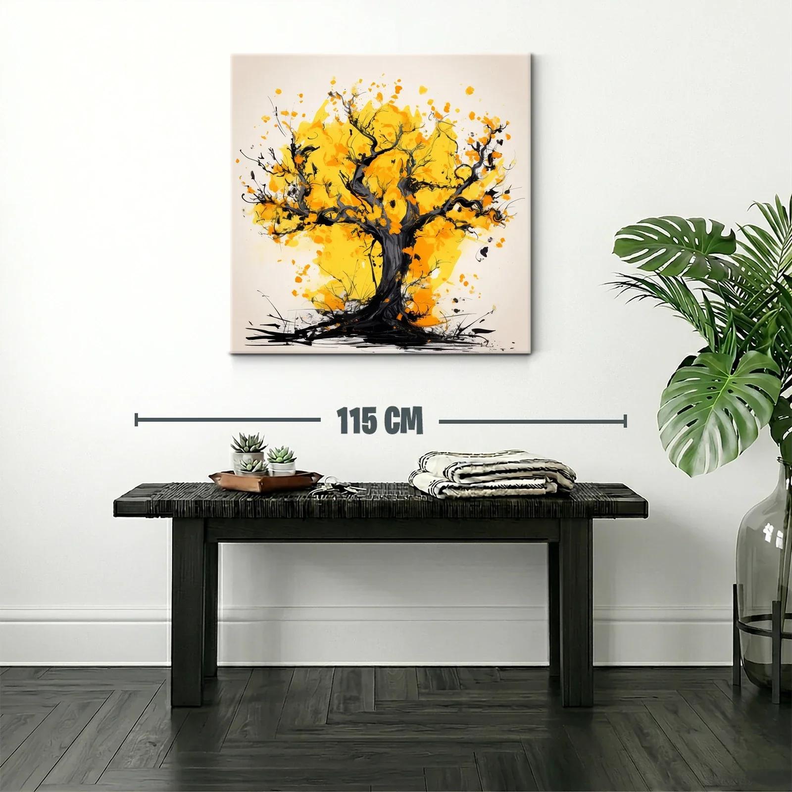 Árbol vibrante con hojas doradas en composición expresiva — miniatura 2
