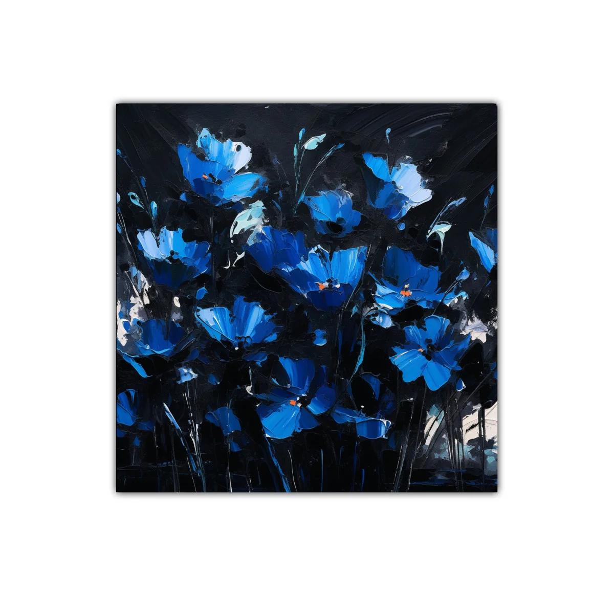 Flores azules vibrantes sobre fondo oscuro — imagen principal