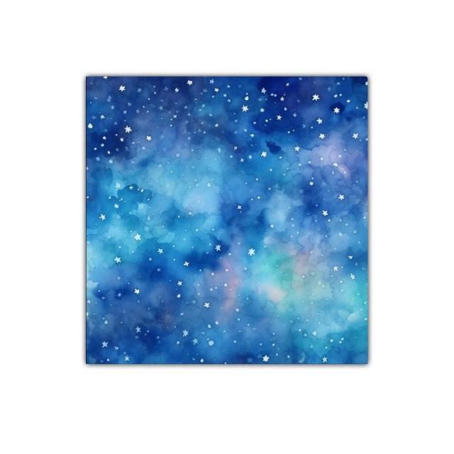 Cuadro abstracto con cielo estrellado y tonos azules