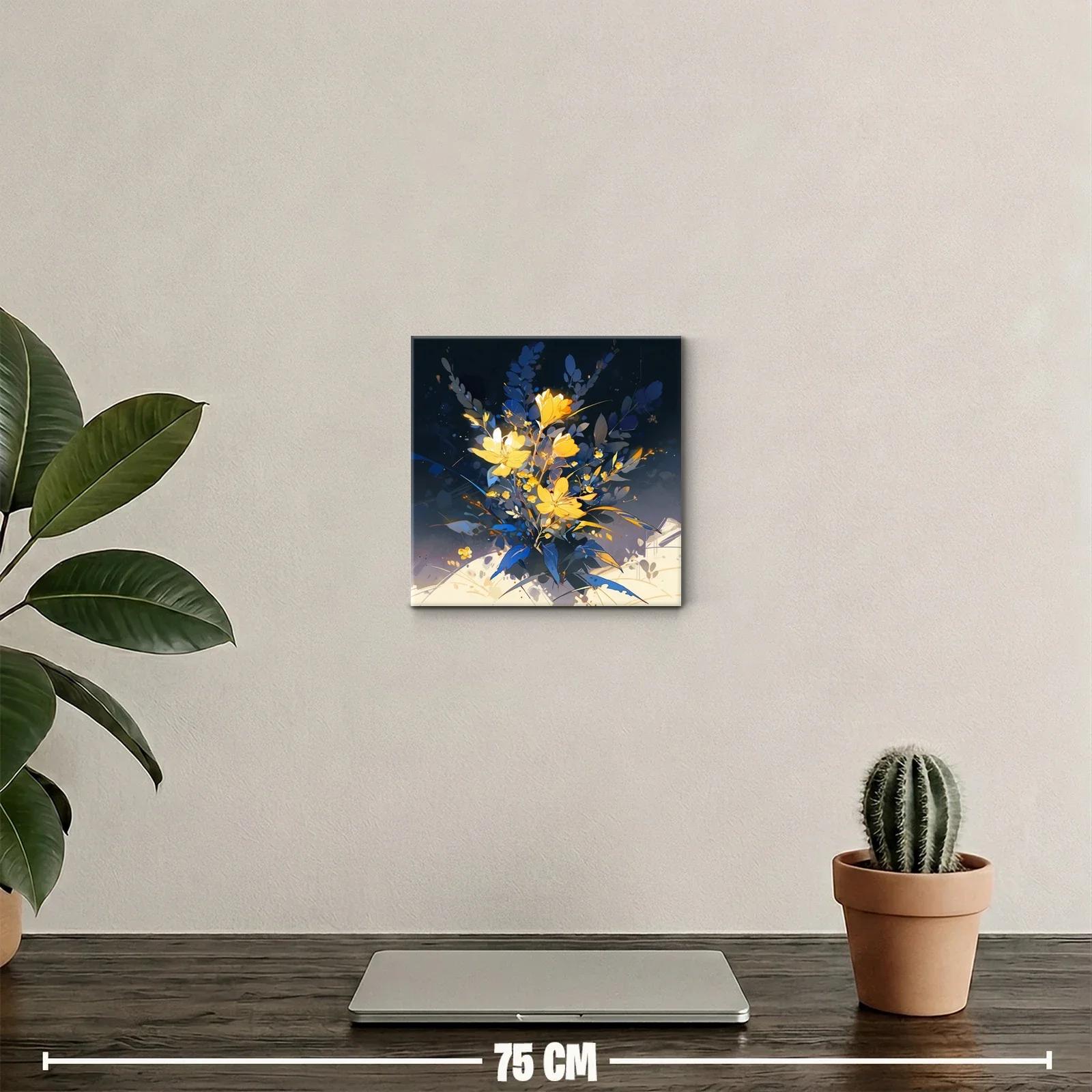Ramo vibrante con flores amarillas sobre fondo oscuro — miniatura 2