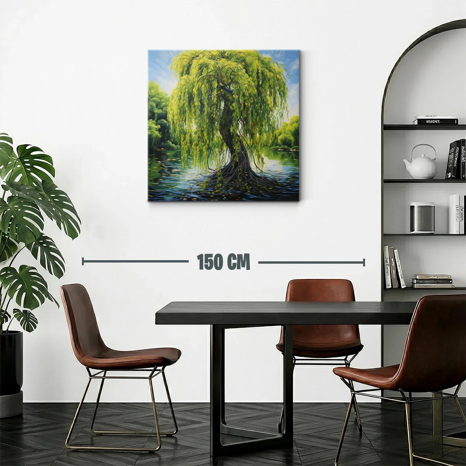 Árbol de sauce sobre lago con follaje vibrante — miniatura 2
