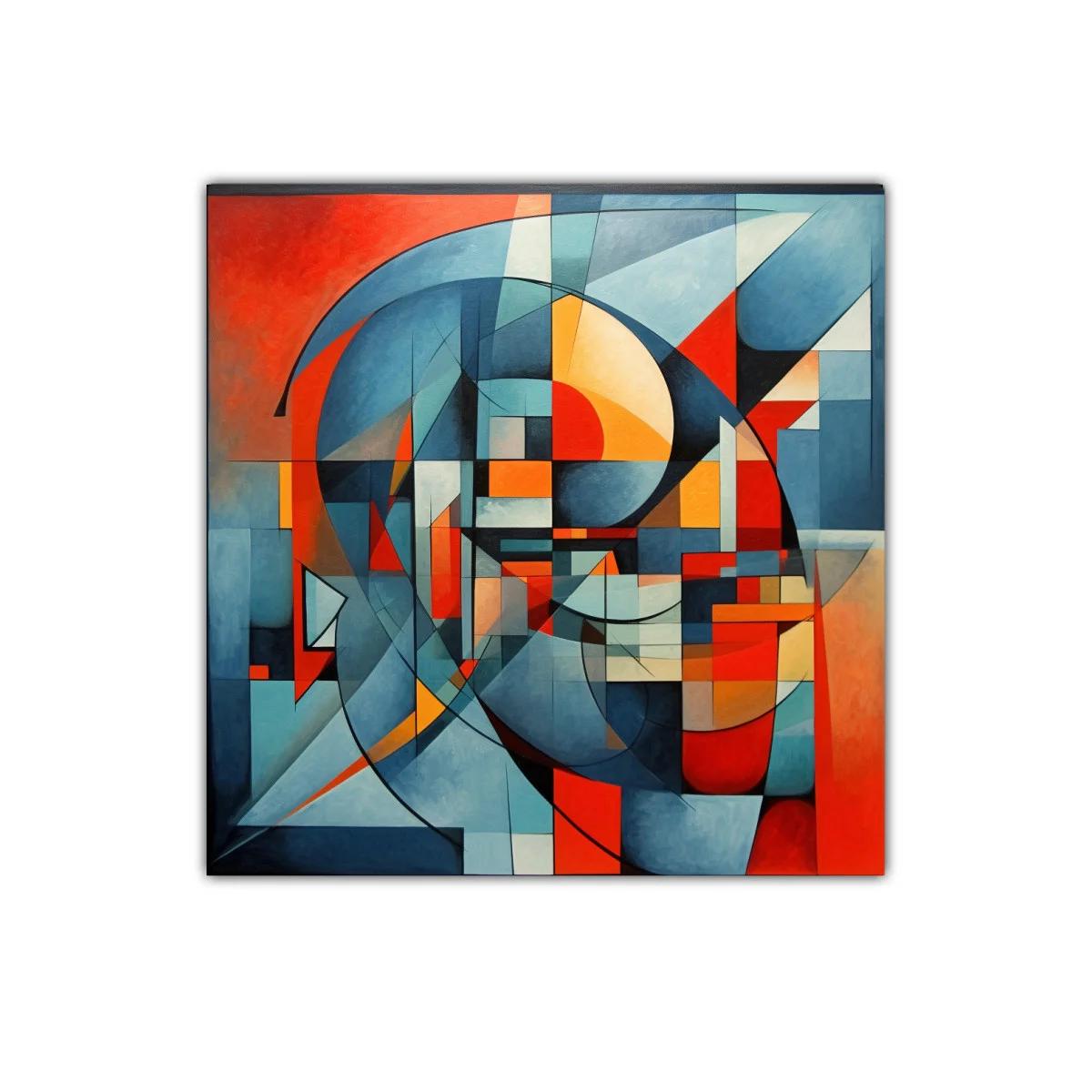 Cuadro abstracto con formas geométricas y tonos vibrantes