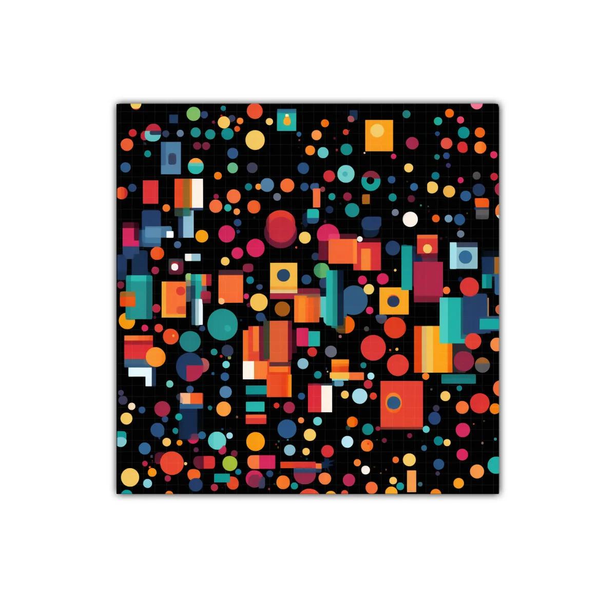 Cuadro Abstracto con Figuras Geométricas y Colores Vibrantes