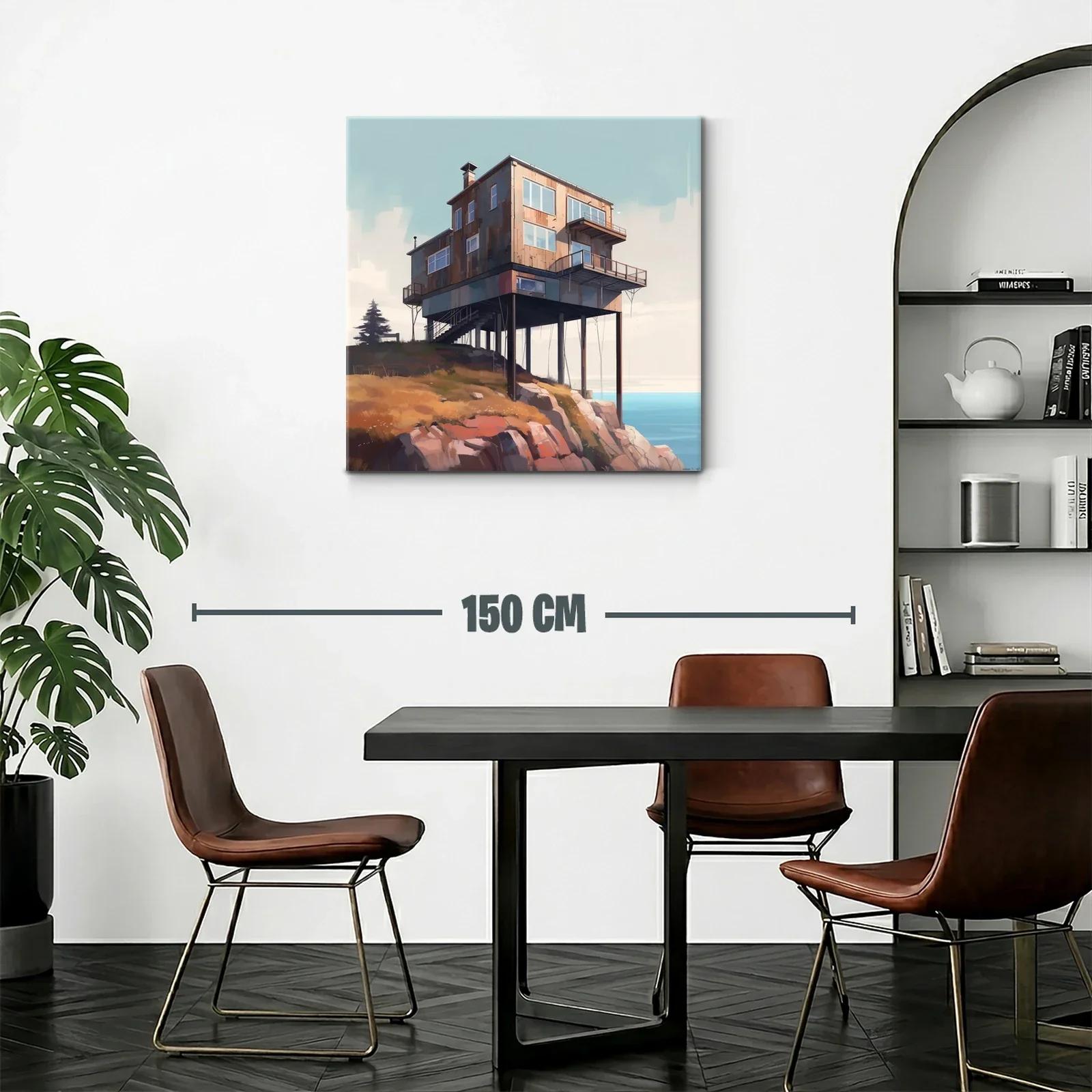 Casa sobre acantilado con vista al mar y cielo claro — miniatura 2