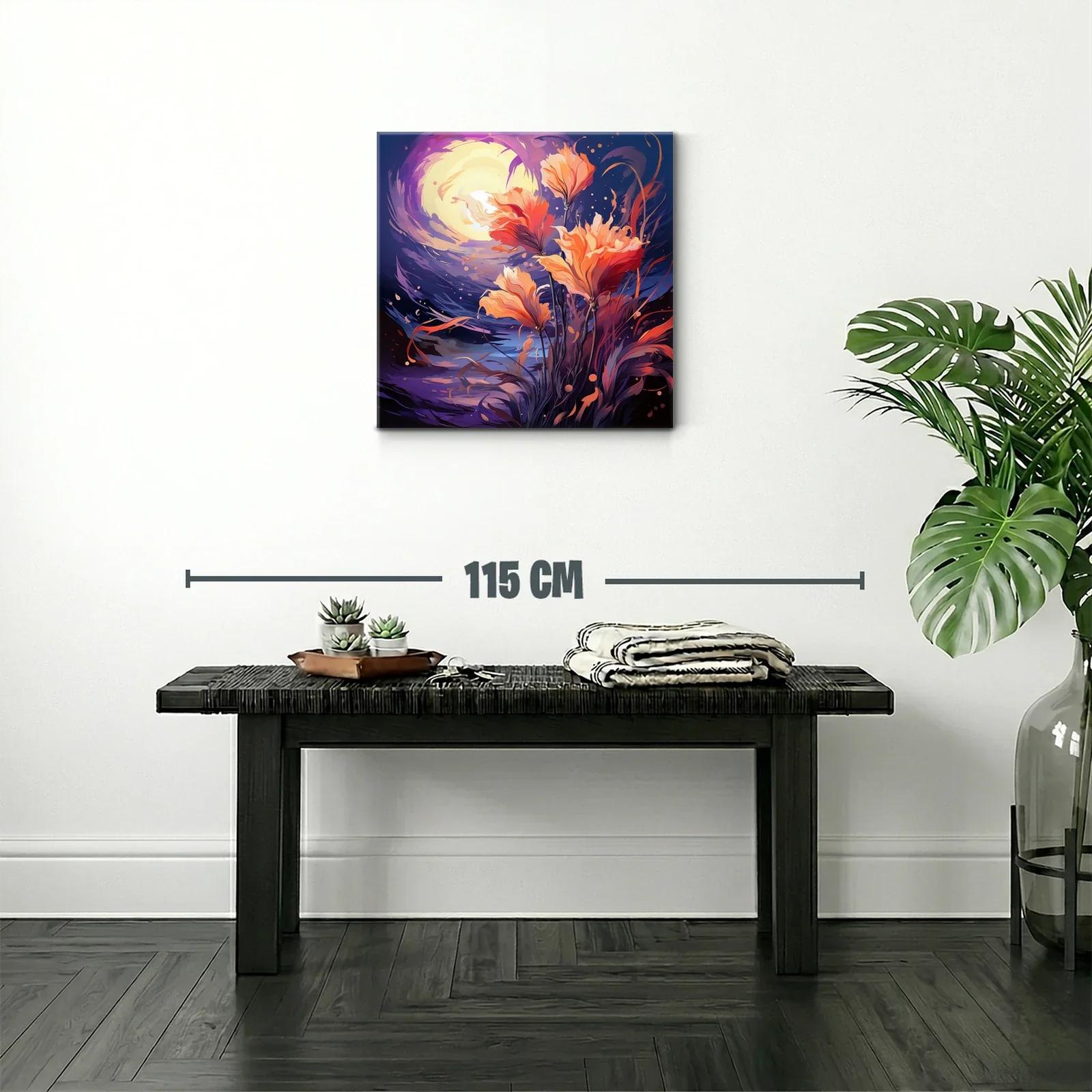 Flores vibrantes bajo un cielo nocturno iluminado — miniatura 2