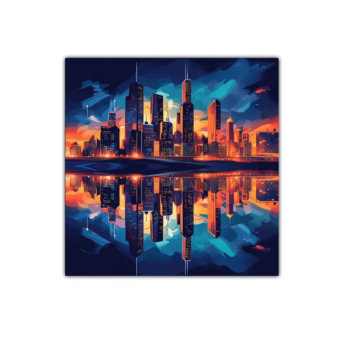 Impresionante skyline urbano al atardecer vibrante — imagen principal