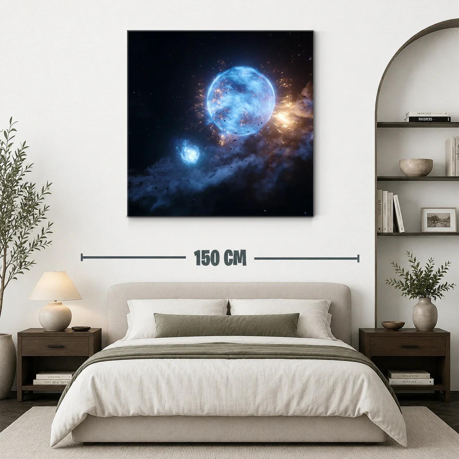 Cuadro Galaxia en Explosión Cósmica Azul y Dorada — miniatura 3