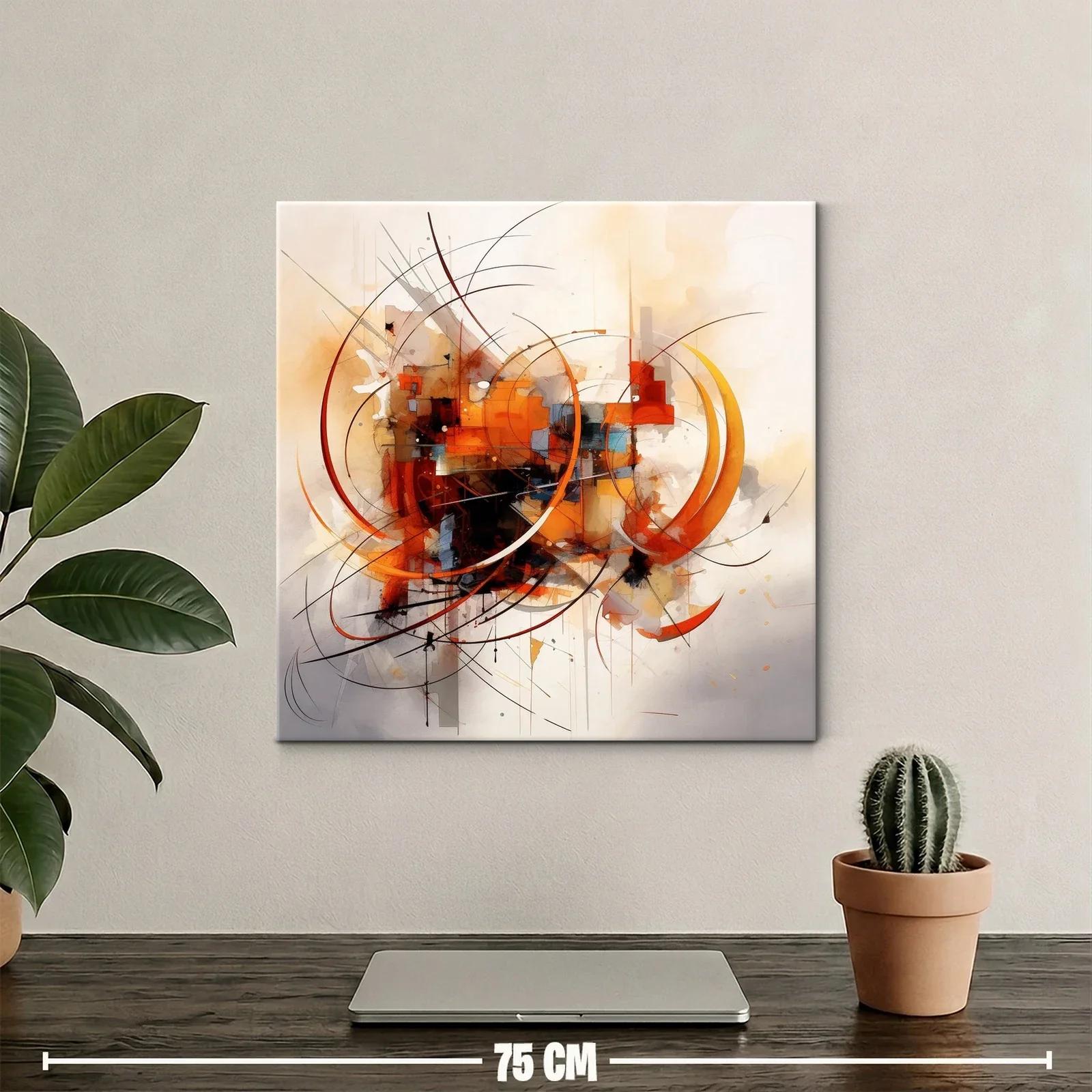 Composición abstracta en tonos cálidos y líneas curvas dinámicas — miniatura 2