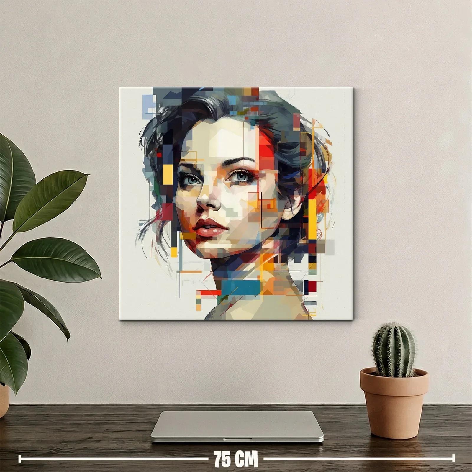 Retrato femenino abstracto con paleta vibrante y geométrica — miniatura 2