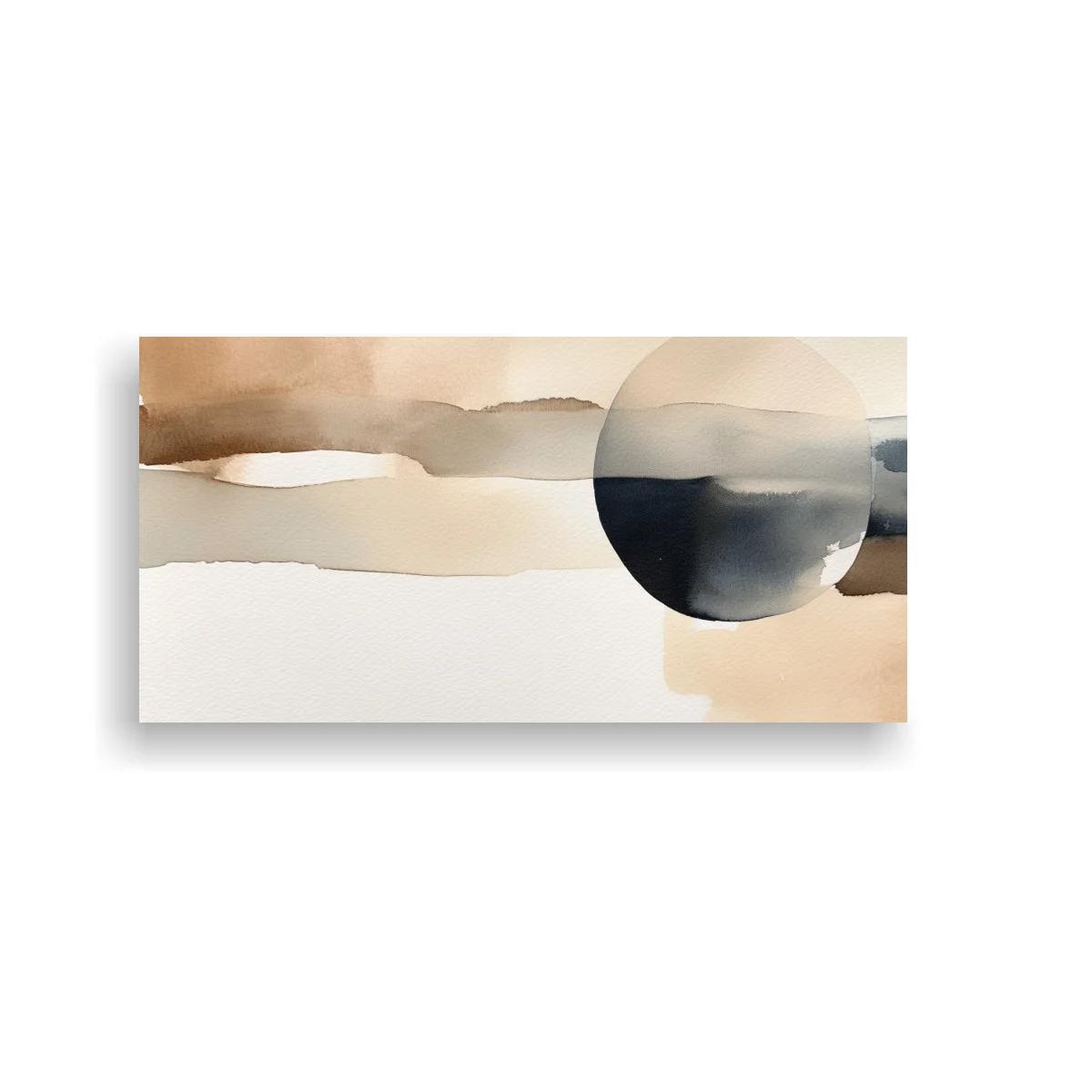Cuadro sol abstracto sobre horizonte brumoso