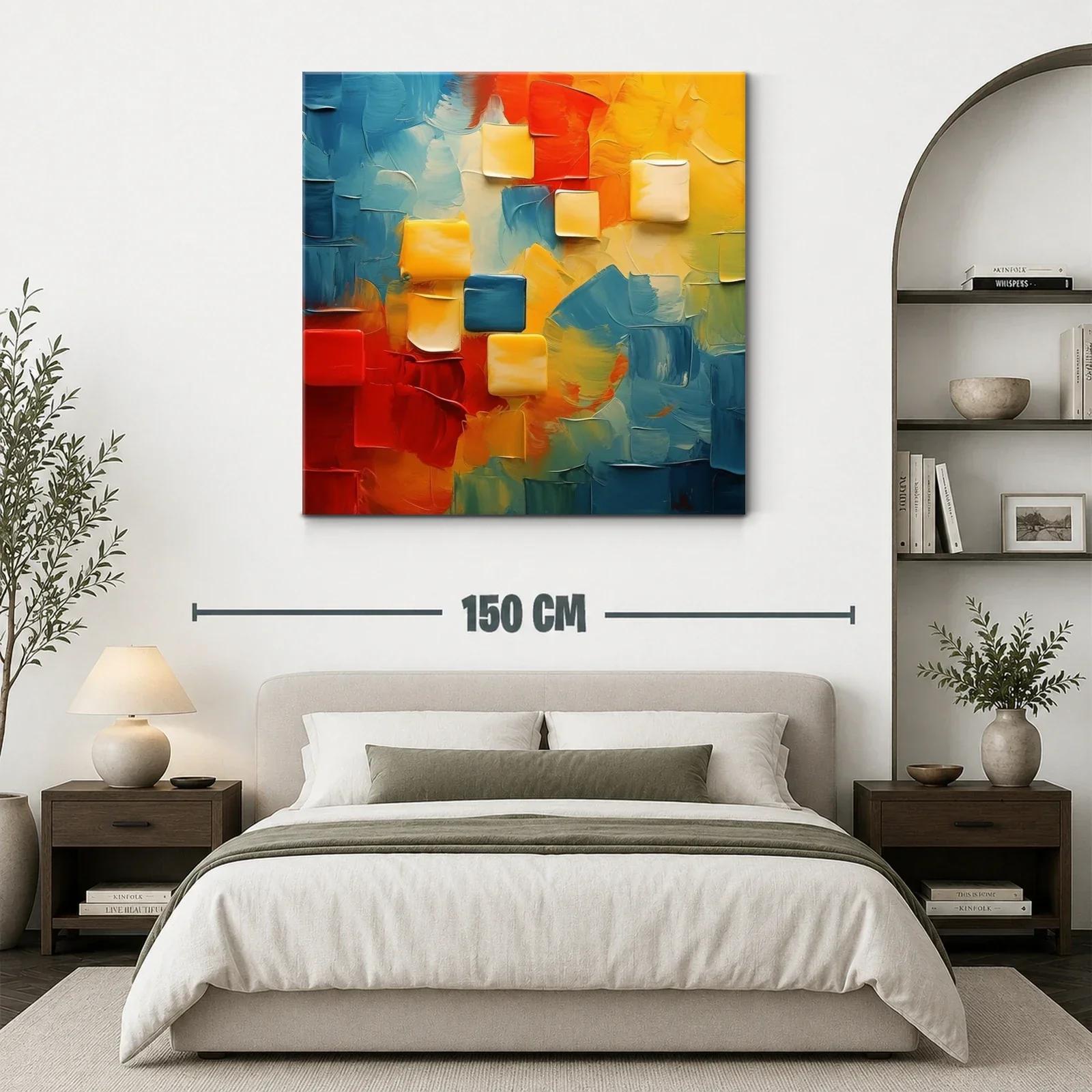 Cuadro abstracto con vibrantes tonos cálidos y fríos — miniatura 3