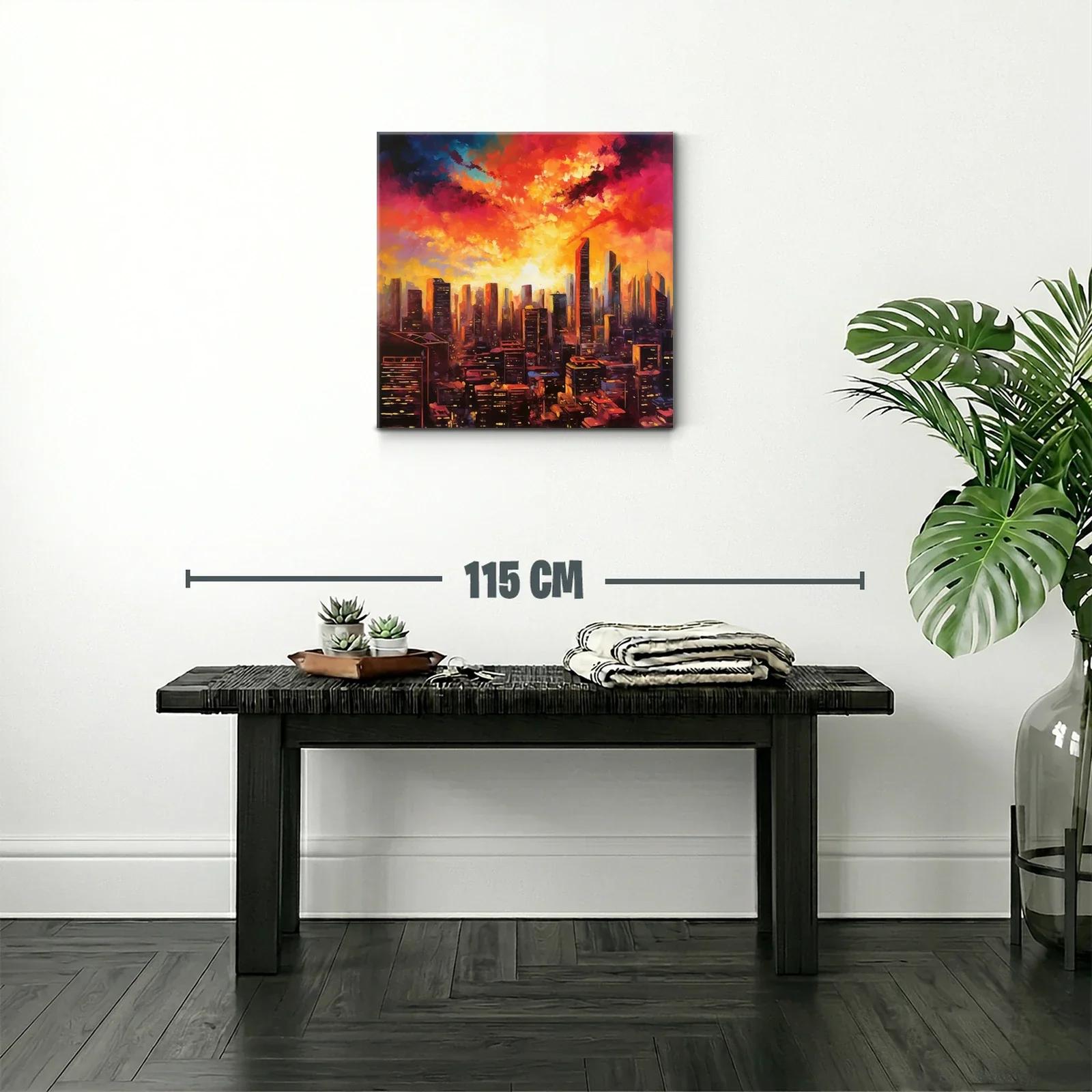 Atardecer urbano vibrante con rascacielos iluminados — miniatura 2